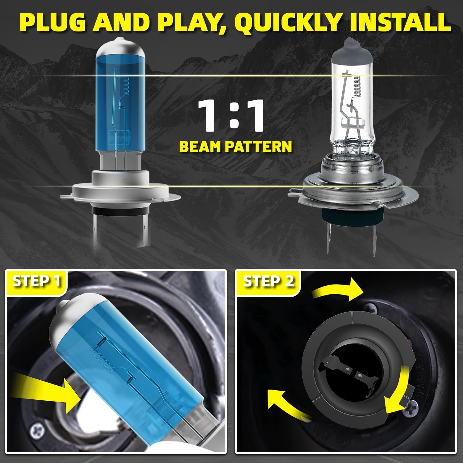 Headlight Bulbs Fit For Chevy Traverse 2013-2018,H7 H11 High Low Beam H11 Fog Lights Combo,Super Bright 5500K White Light High Performance Halogen Light Bulbs,6PCS