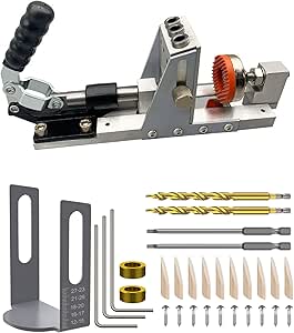 VPSUN Pocket Hole Jig Kit, Pocket Hole Drill Guide Jig Set for 15° Angled Holes,Adjustable Metal Pocket Screw Jigs for Woodworking (Metallic Colour)