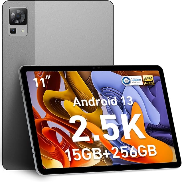 DOOGEE T30 Pro 11 Inch Tablet, 15GB+256GB ROM/2TB, 2.5K Tablet 2023, 4G-LTE Android 13 Tablet, 8580mAh, 20MP+8MP Camera, TUV Certified, 4 Speakers and Hi-Res, Face ID & BT5.2, 33W Fast Charging- Grey