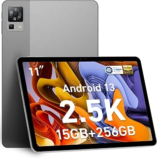 DOOGEE T30 Pro 11 Inch Tablet, 15GB+256GB ROM/2TB, 2.5K Tablet 2023, 4G-LTE Android 13 Tablet, 8580mAh, 20MP+8MP Camera, TUV Certified, 4 Speakers and Hi-Res, Face ID & BT5.2, 33W Fast Charging- Grey