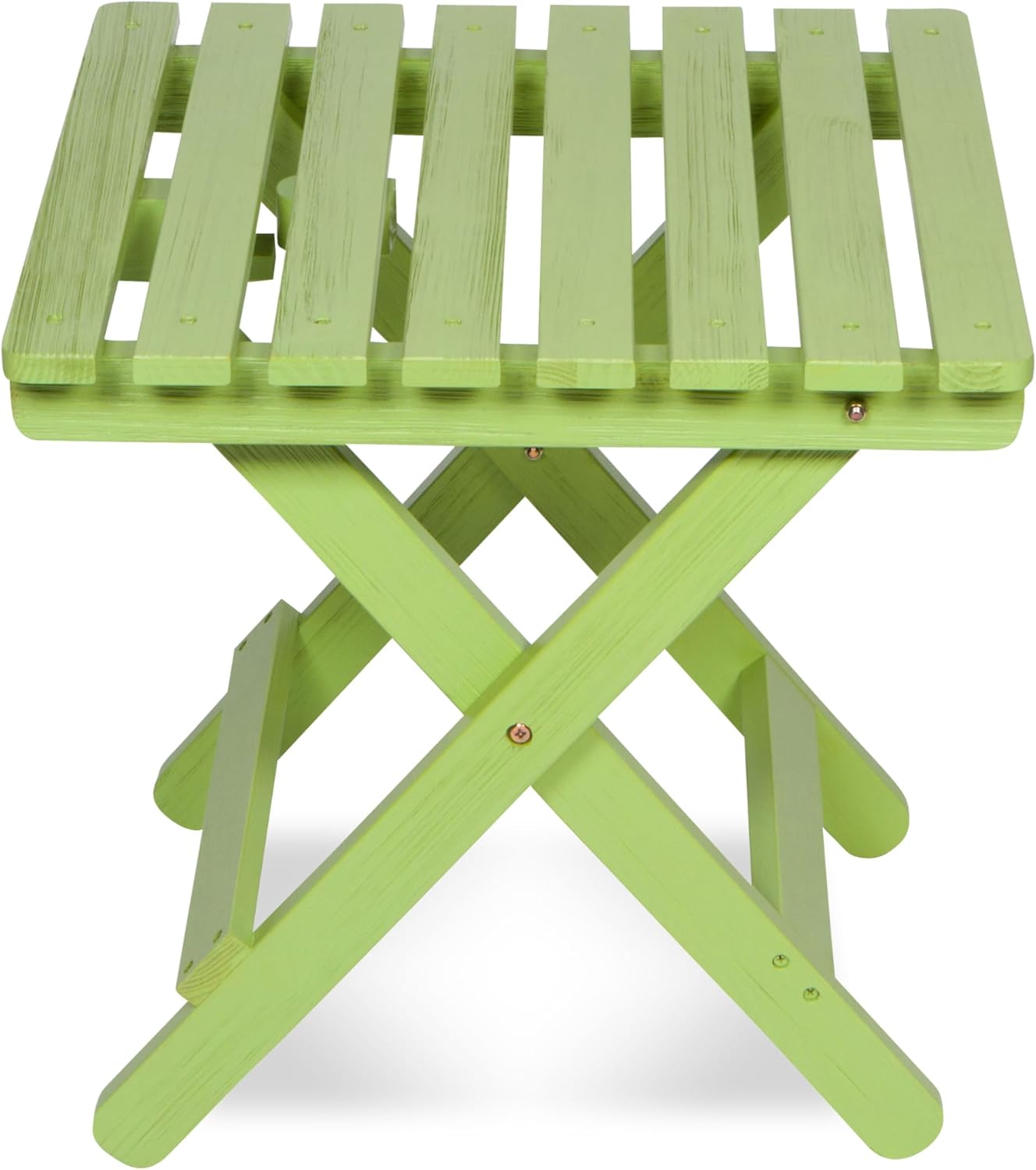 Shine Company Square Wooden Folding Solid Wood Side Table, Outdoor Adirondack Small Patio Table, Lime Green
