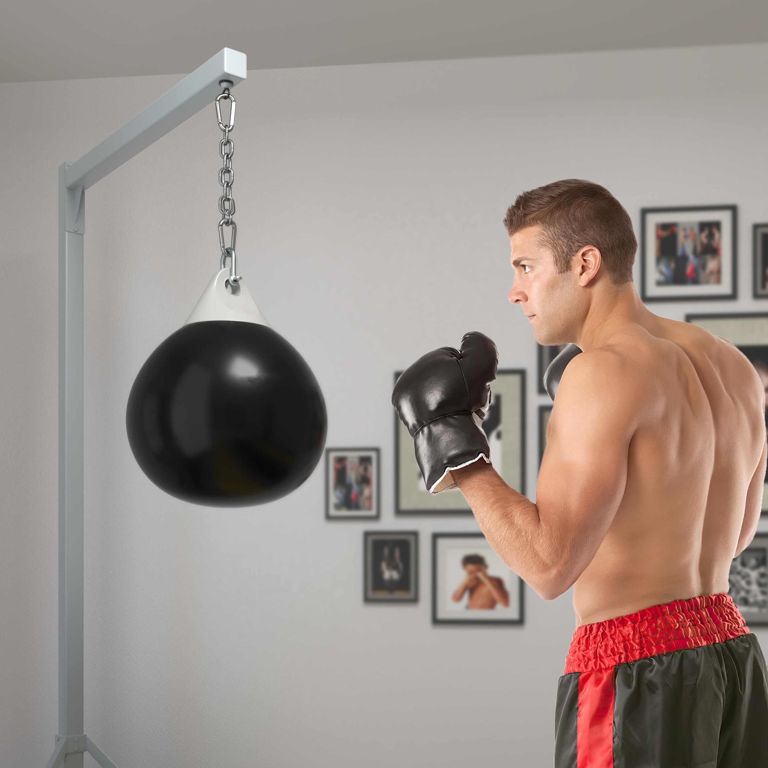 KOMFOTTEU Saco de Boxeo de Agua, Bolsa de Boxeo Rellenable con Agua, Saco de Entrenamiento con Manguera de Inyección y Cadena de Metal Ajustable, Punching Ball para Adultos y Niños