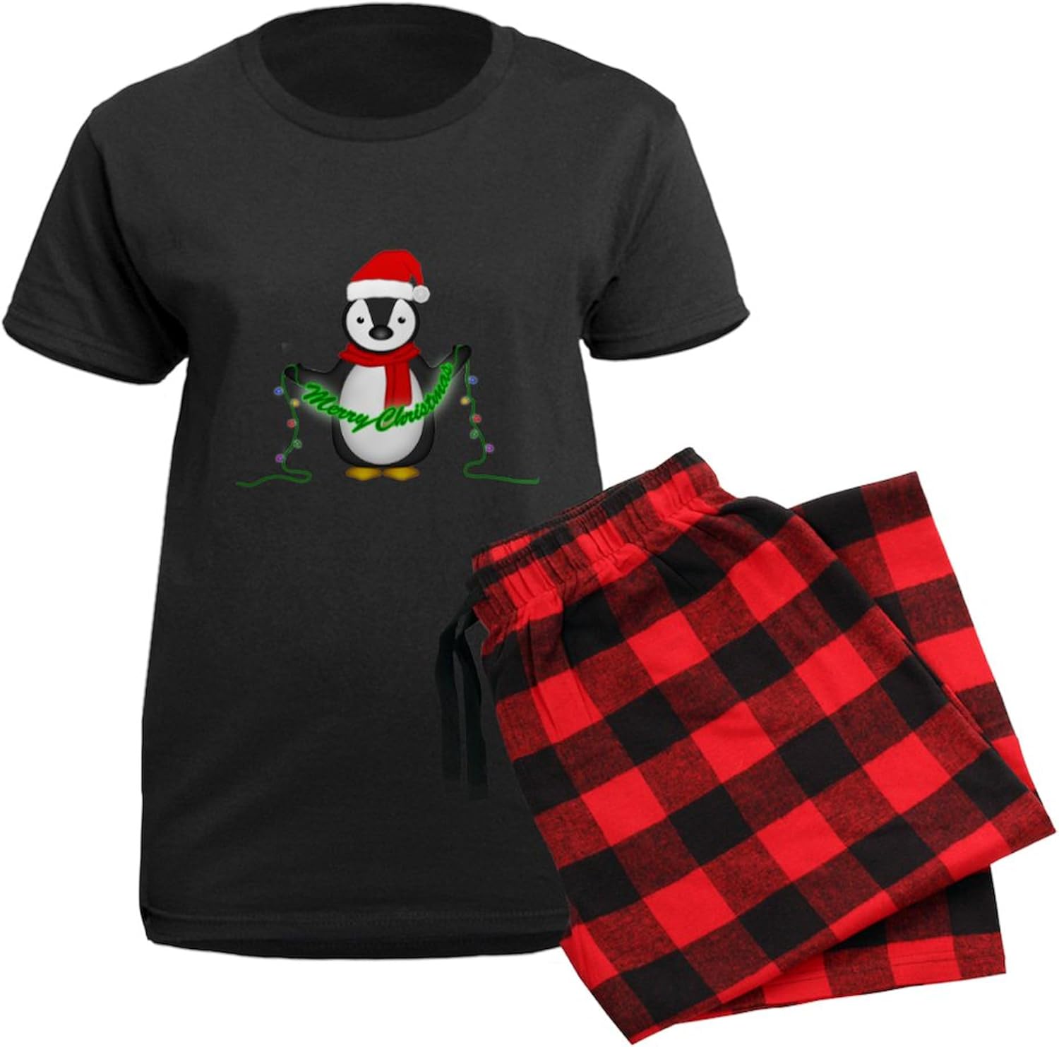 CafePress Penguin With Lights Women's Dark Pajamas Womens Novelty PJ Sleepwear