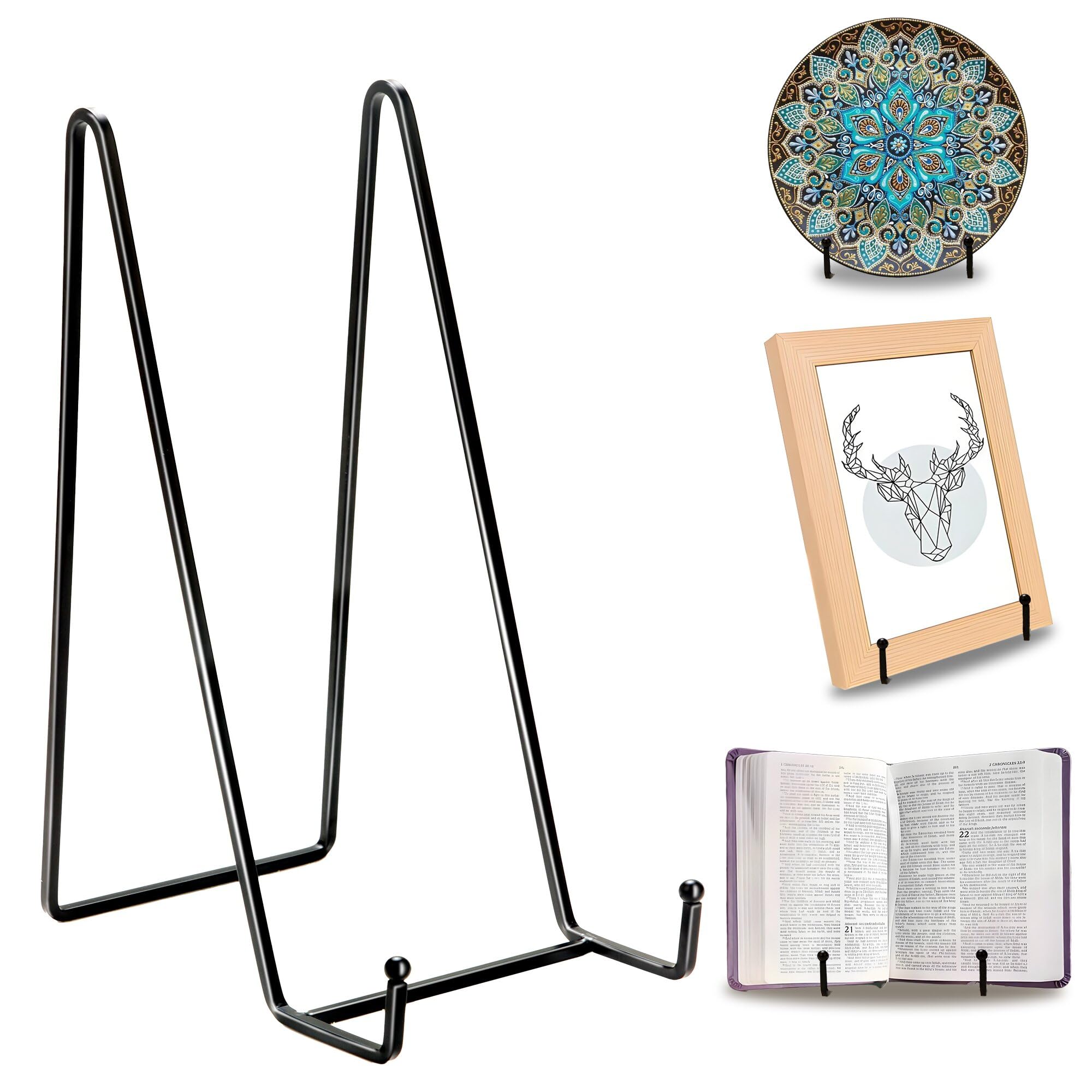 Birity 5PACK 10 Inch Square Black Metal Display Stands Plate Holder Display Stands for Picture, Decorative Plate, Book, Photo Easel, Artistic Work,Decorative Plate,Photo and Platter,Tabletop Art