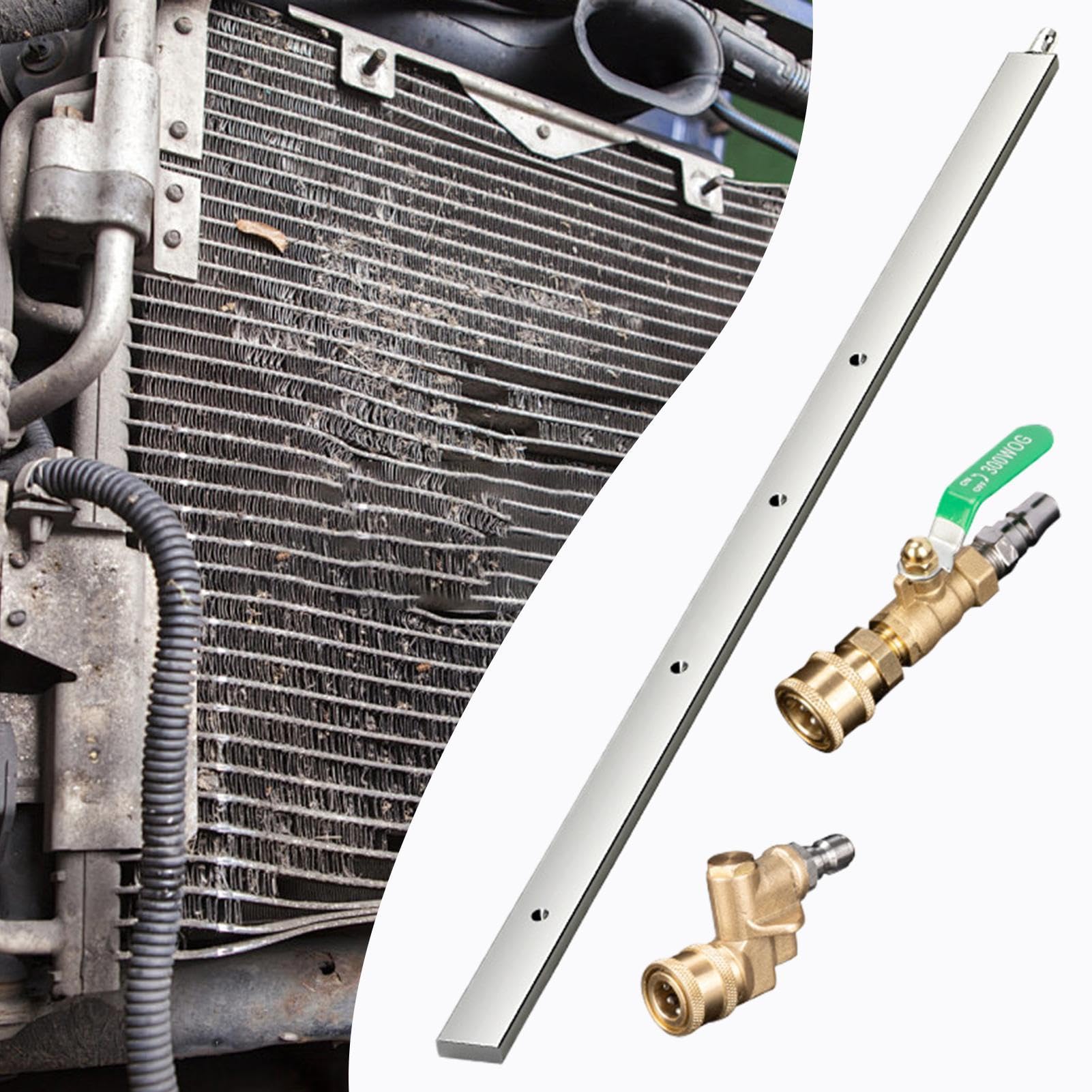 Strumento per la pulizia del radiatore auto, kit per la pulizia del condensatore del serbatoio acqua non smontabile, 60 cm, palos in acciaio con collegamento rapido, idropulitrice ugello