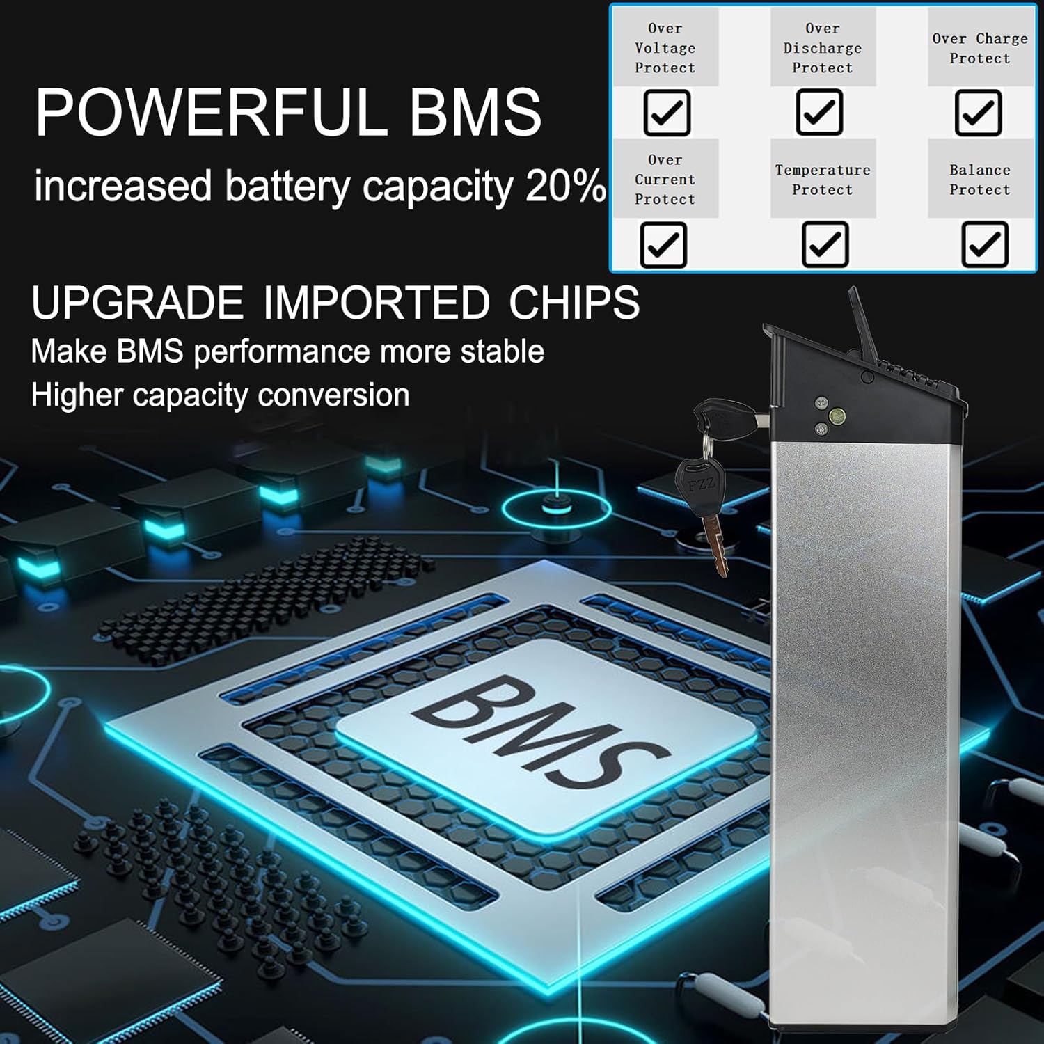 DCH-009 Ebike Battery 48V 52V 17.5Ah Replacement Upgraded Foldable Electric Bicycle Lithium-Ion Battery for Mate X RX20 CMACEWHEEL RX20 Lankeleisi x3000plus TESGO Hummer Pro