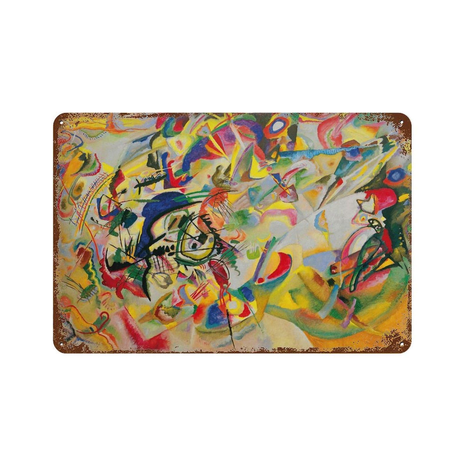xiaoxiaoshen Kandinsky Composition 7 Abstract Expressionism Wall Decor Art Metal Tin Poster Modern Home Decor Art Home Bar Shop Decorations Vintage Sign 20x30cm