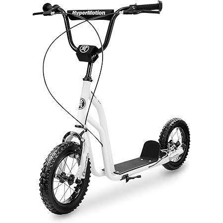 Hypermotion Trottinette Viva 12 Pour Enfants Et Adolescents Jusqu A 50 Kg Cadre Acier Massif 2 Freins Hauteur Reglable 78 A 85 Cm Roues Gonflables 30 Cm Blanche Amazon Fr Jeux Et Jouets