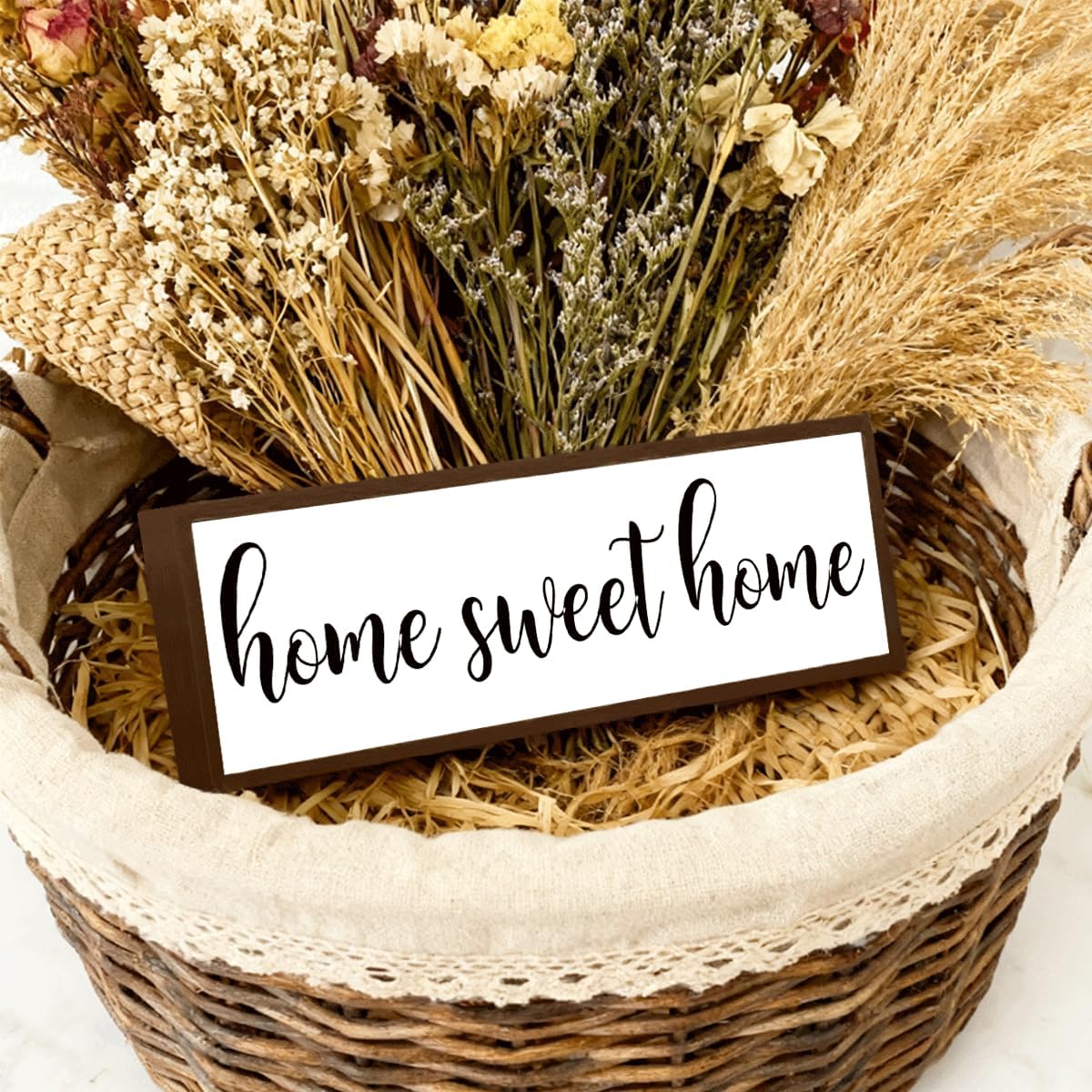 Home Sweet Home Sign, Rustic Framed Wood Sign, Wall Decoration for Room, Modern Farmhouse Wood Decor, Living Room Decors, Front Door Porch Decors, Shelf Counter Tabletop Decoration, Housewarming Gift - Image 3
