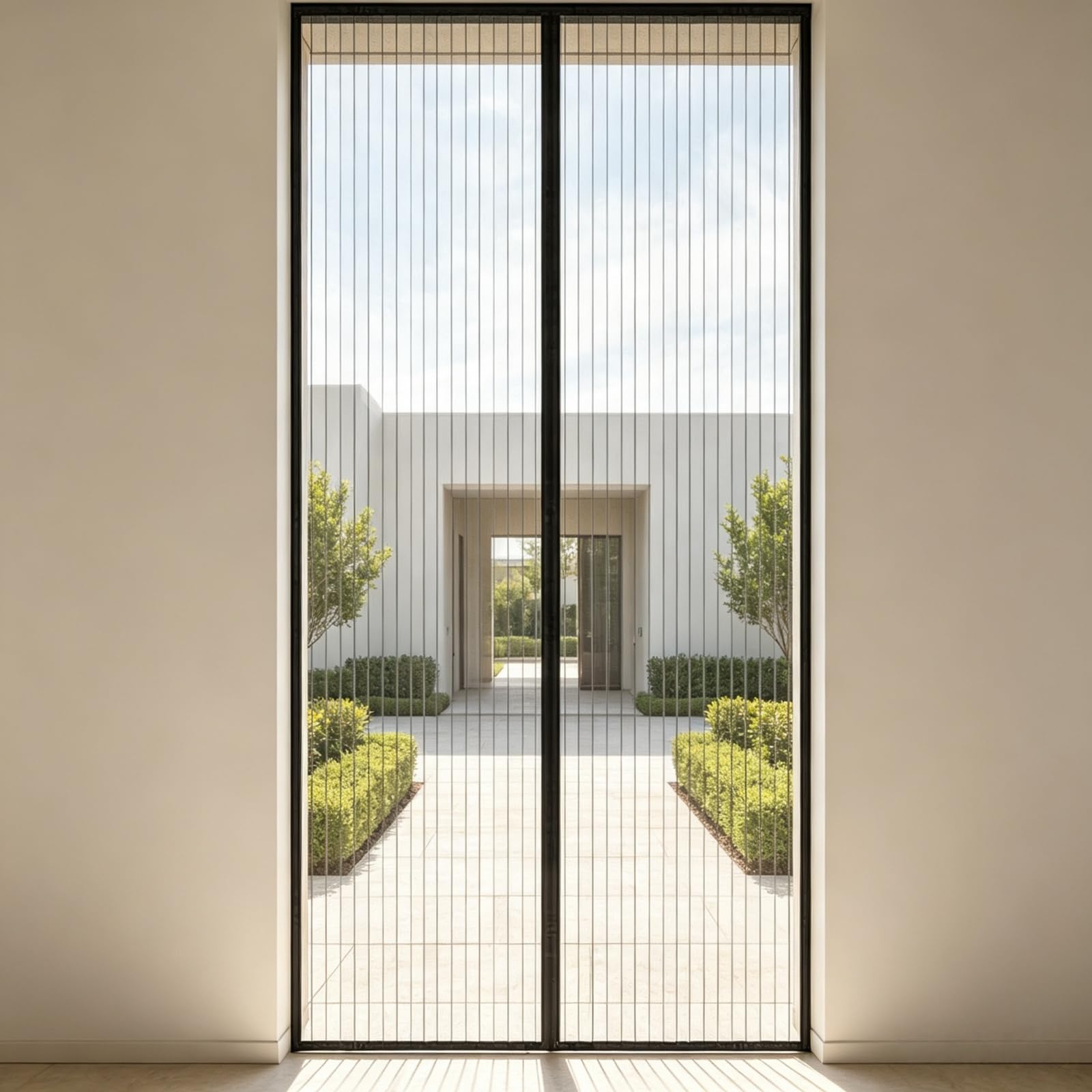 Lihuane Black Fly Screen For Doors 1.3 X 1.75 M Keep Bugs Out Lets Fresh Air In Patio Curtain Insect Mesh Easy To Install Without Drilling For Terrace, Cellar Sliding Doors,