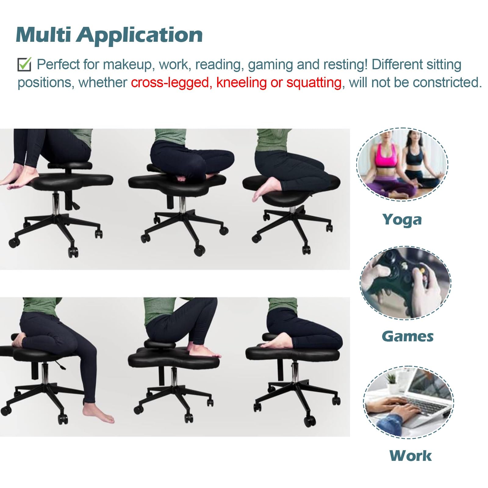 Generisch Kniestuhl Weiß Kniestuhl Meditationsstuhl, Home-Office Schreibtischstuhl mit Rad Verstellbarer Soul Seat Ohne Rückenlehne