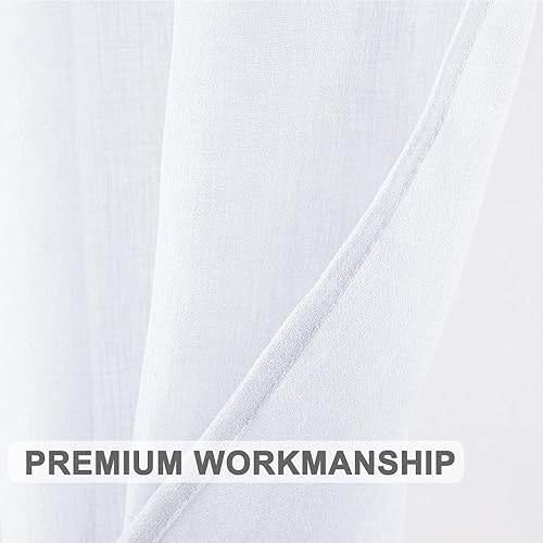 Miniatura 6 de Tony's collection Cortinas traslúcidas blancas de 84 pulgadas de largo, 2 paneles de cortinas filtrantes de luz con textura de lino para sala de