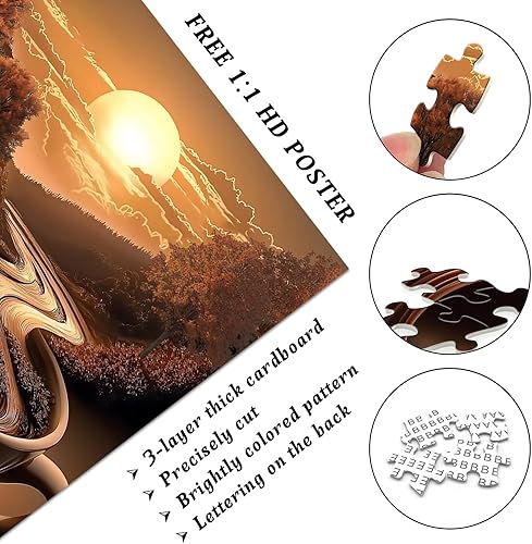 Miniatura 4 de Rompecabezas de paisaje de café para adultos, 1000 piezas, rompecabezas de fantasía, paisaje, naturaleza, arte único, café al atardecer,