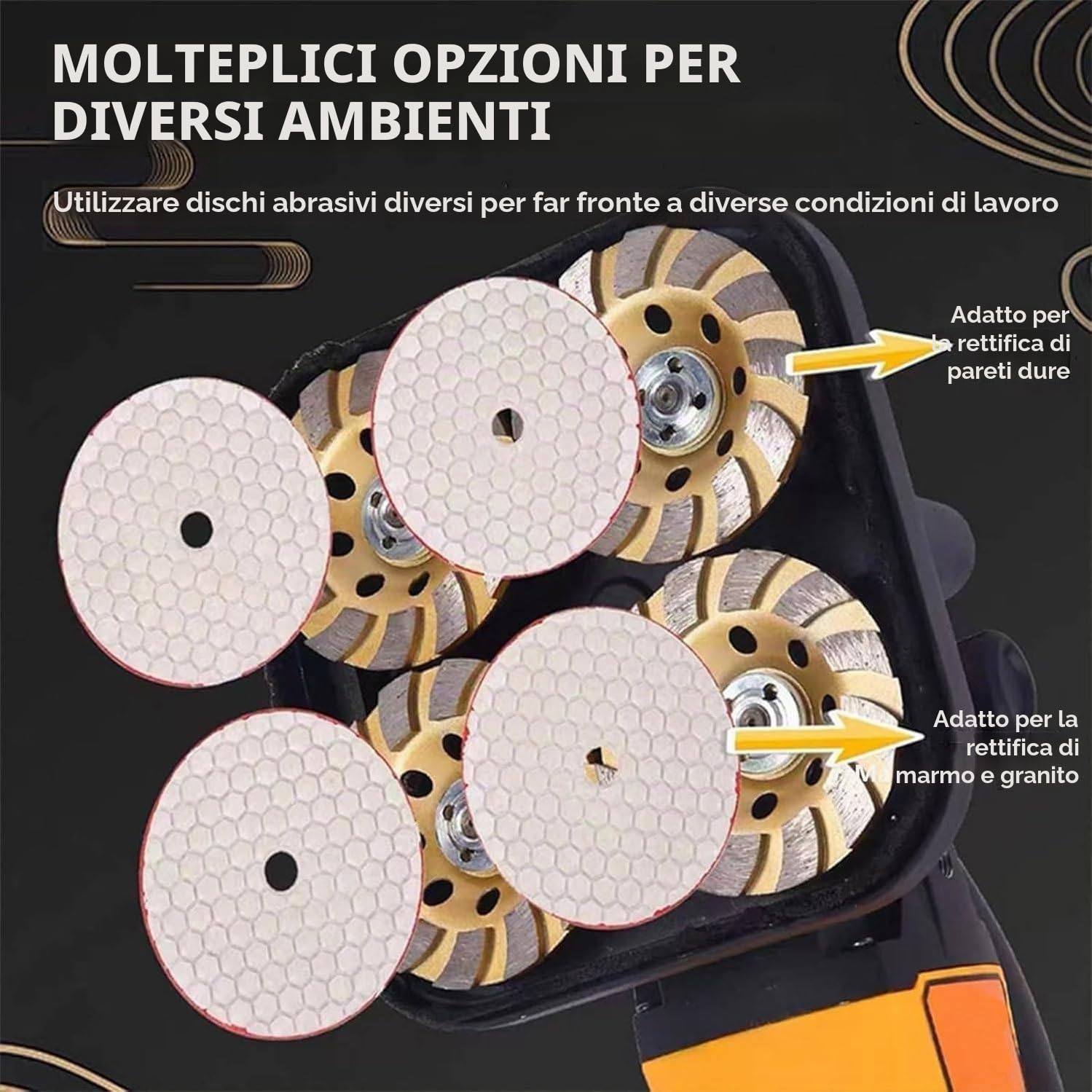 Levigatrice Elettrica per Pavimenti 3800 W, Levigatrice per Cemento a 4 Teste Con Asta Di Prolunga E 3 Tipi Di Dischi Abrasivi, 6 Velocità Regolabili, Per Piastrelle Di Cemento, Marmo E Granito