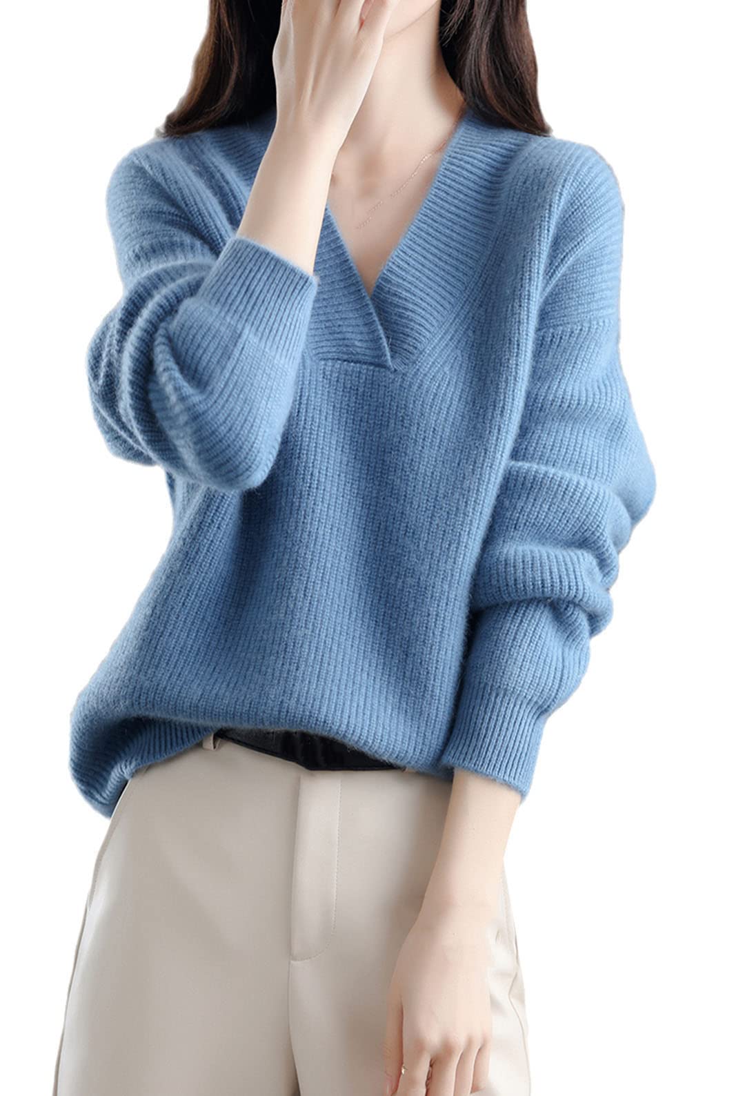 Pull Manches Longues Col En V Rouge Femme | Cache Cache