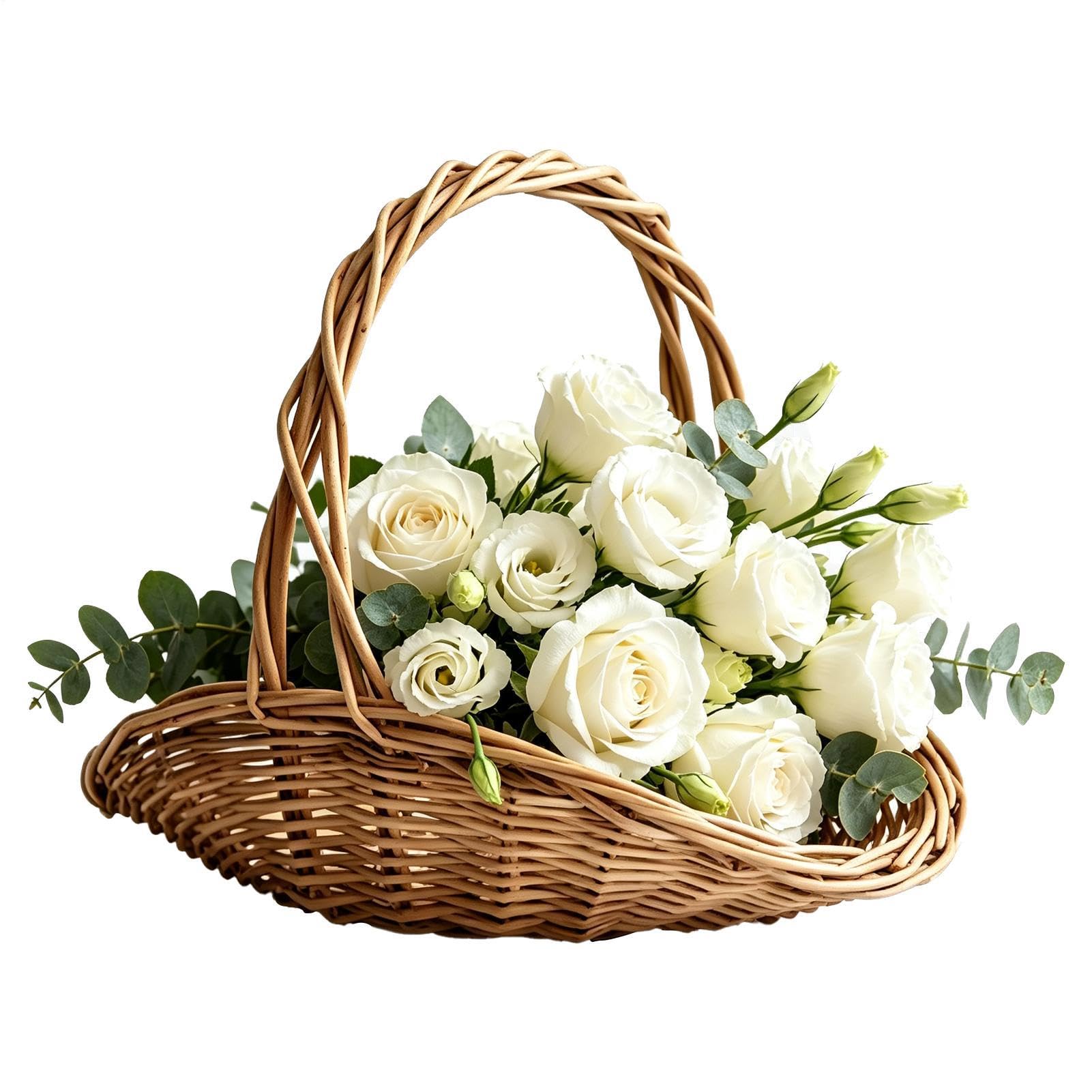 Handmade Wicker Garden Trug Basket, Rattan Garden Basket with Handle