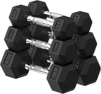 Vista 1 de Hex Dumbbell 45-480 lb Set, Rubber Encased Exercise & Fitness Dumbbells for Home Gym, Hand Weights for Strength Training