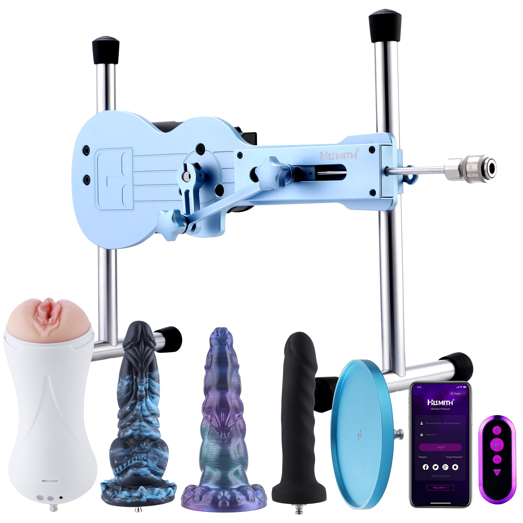 Hismith Mini Sex Machine APP Controlled Premium Sex Machine with KlicLok System AK09 Blue Love Machine Thrusting Machine