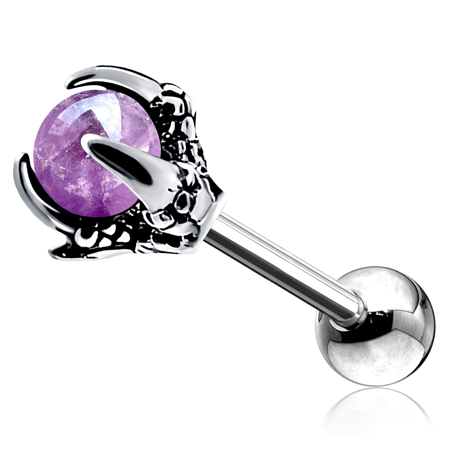 OUFERClaw Helix Studs 316L Surgical Steel Tragus Earrings Dragon Claws Holding Natural Gem Cartilage Earing Ear Body Piercing Jewelry Helix Earrings Piercing