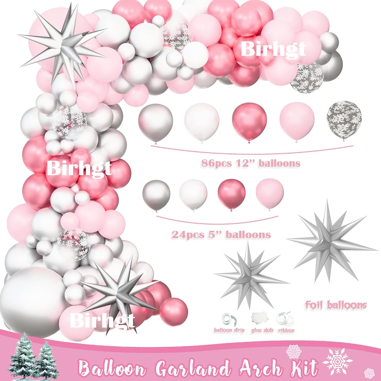 Baby It's Cold Outside Baby Shower Decorations, Pink Winter Snowflake Baby Shower Party Supplies Girl, Winter Wonderland Little Snowflake Is On The Way Balloon Garland Boxes Sash Baby Girl Shower Kit