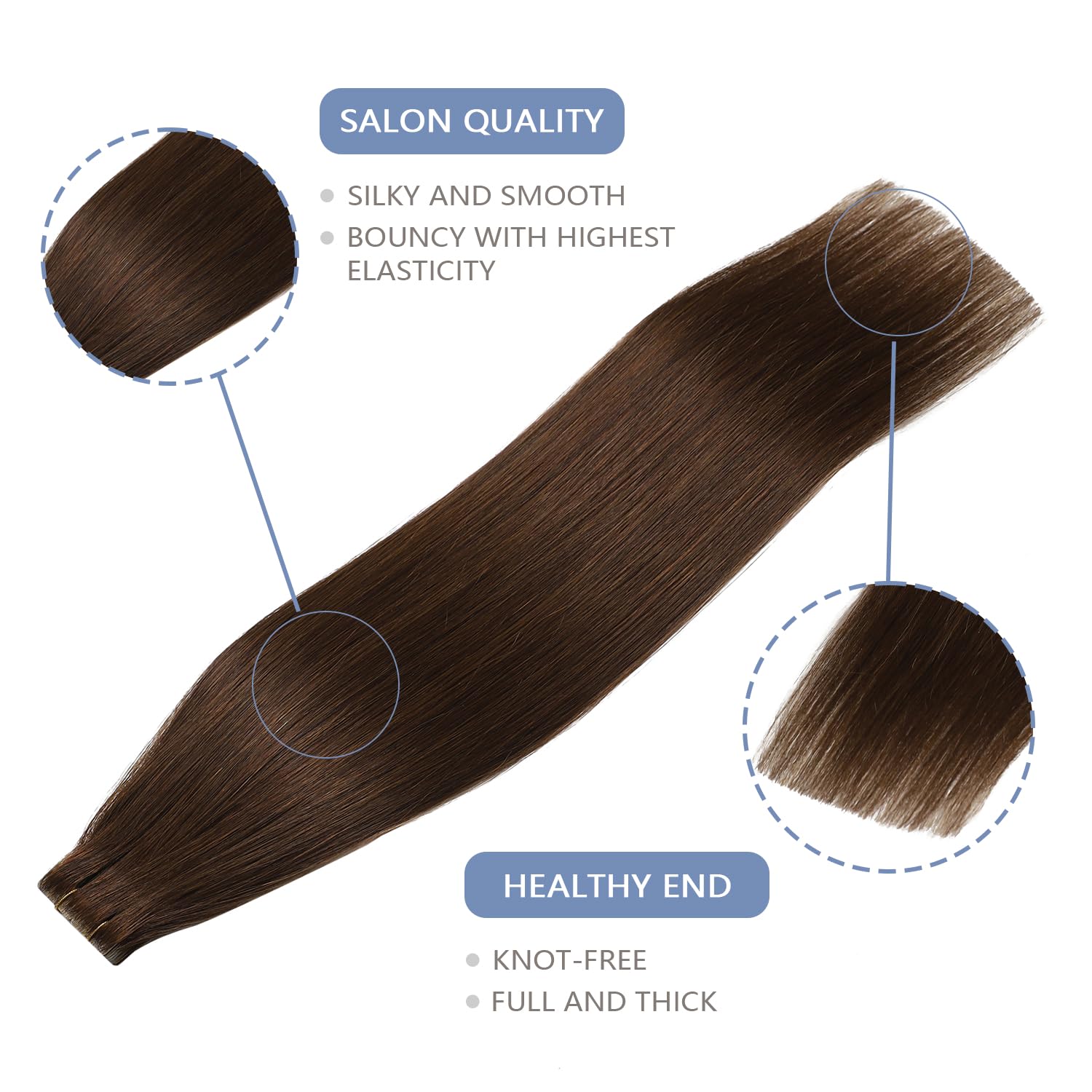 COOKAYU Invisible Tape in Human Hair Extensions, Medium Brown Injected Tape ins Real Human Hair Seamless Extensions 20pcs 30g 14Inch