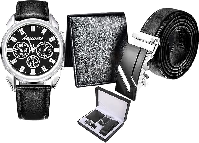 Souarts Men Watch Set, Gifts for Men Watches Set, Men Gifts Watch, Mens Gifts Birthday Gifts Artificial Leather Men Watch, Mens Watch Gifts Set Gifts Box Organizer