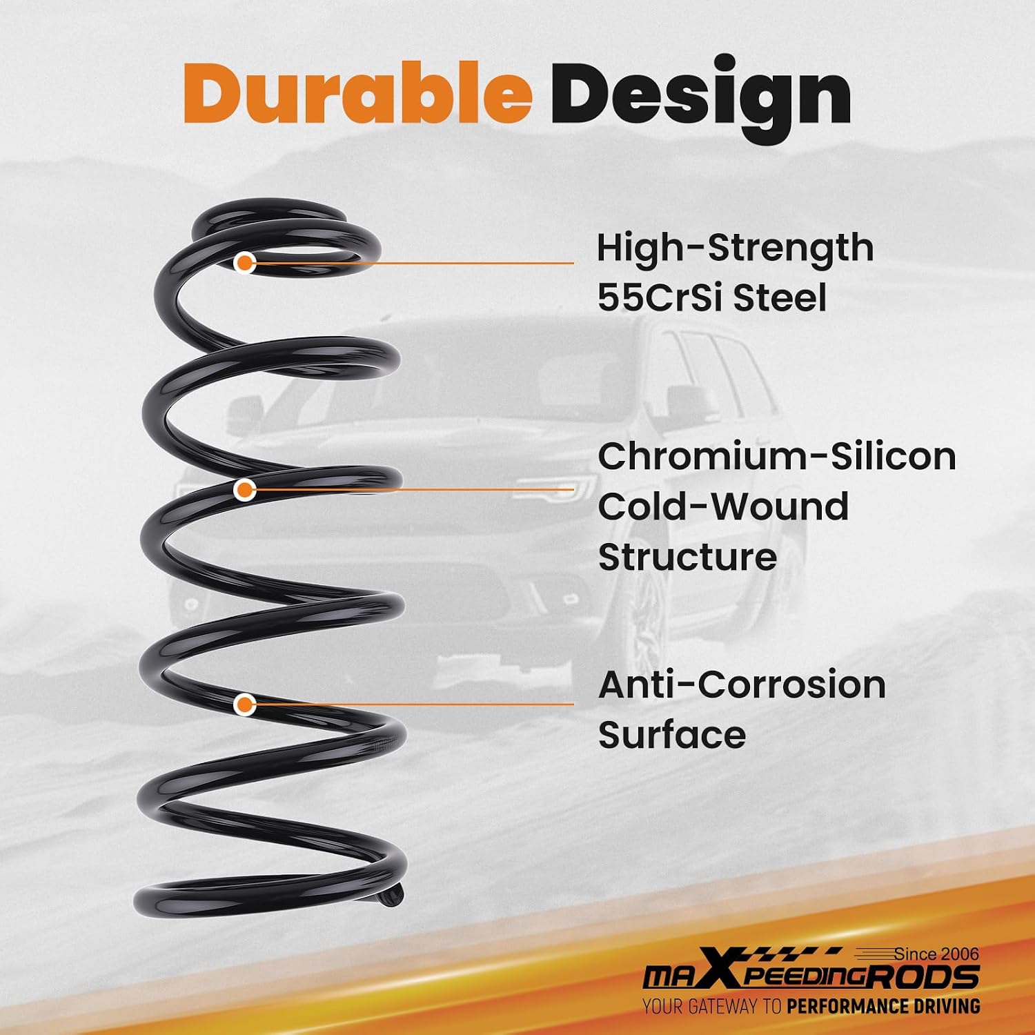 maXpeedingrods 3” Front Lowering Spring for Dodge Dakota/Durango 2WD 1997-2003, Drop Coils Kit