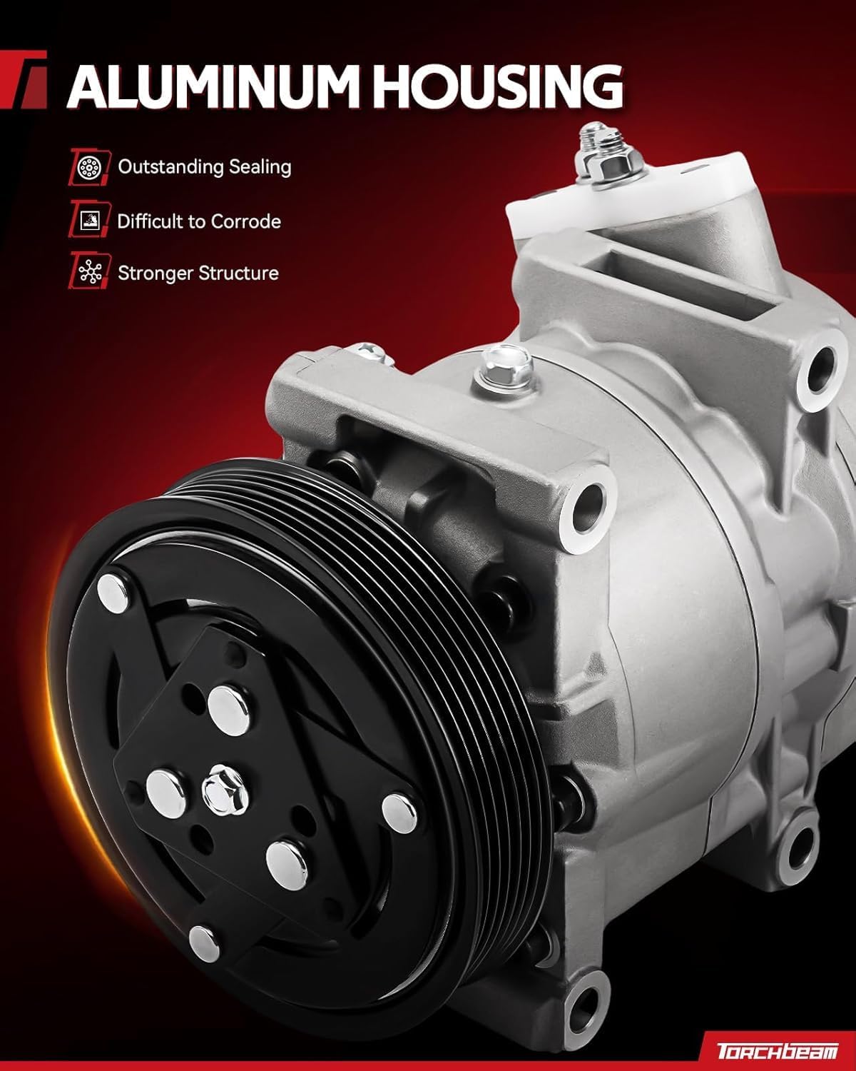 Torchbeam AC Compressor with Clutch Compatible with d Escape 2017-2019 2.0TL, Lincoln MKC 2017-2019, Ford Transit Connect 2019-2022 2.5L, OE: GV6Z19703K, YCC410 Air Conditioner AC Compressor