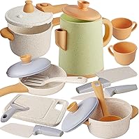 HYAKIDS 13PCS Play Kitchen Pots & Pans Set - Realistic Pretend Cooking Toys for Toddlers Boys Girls Ages 3-6