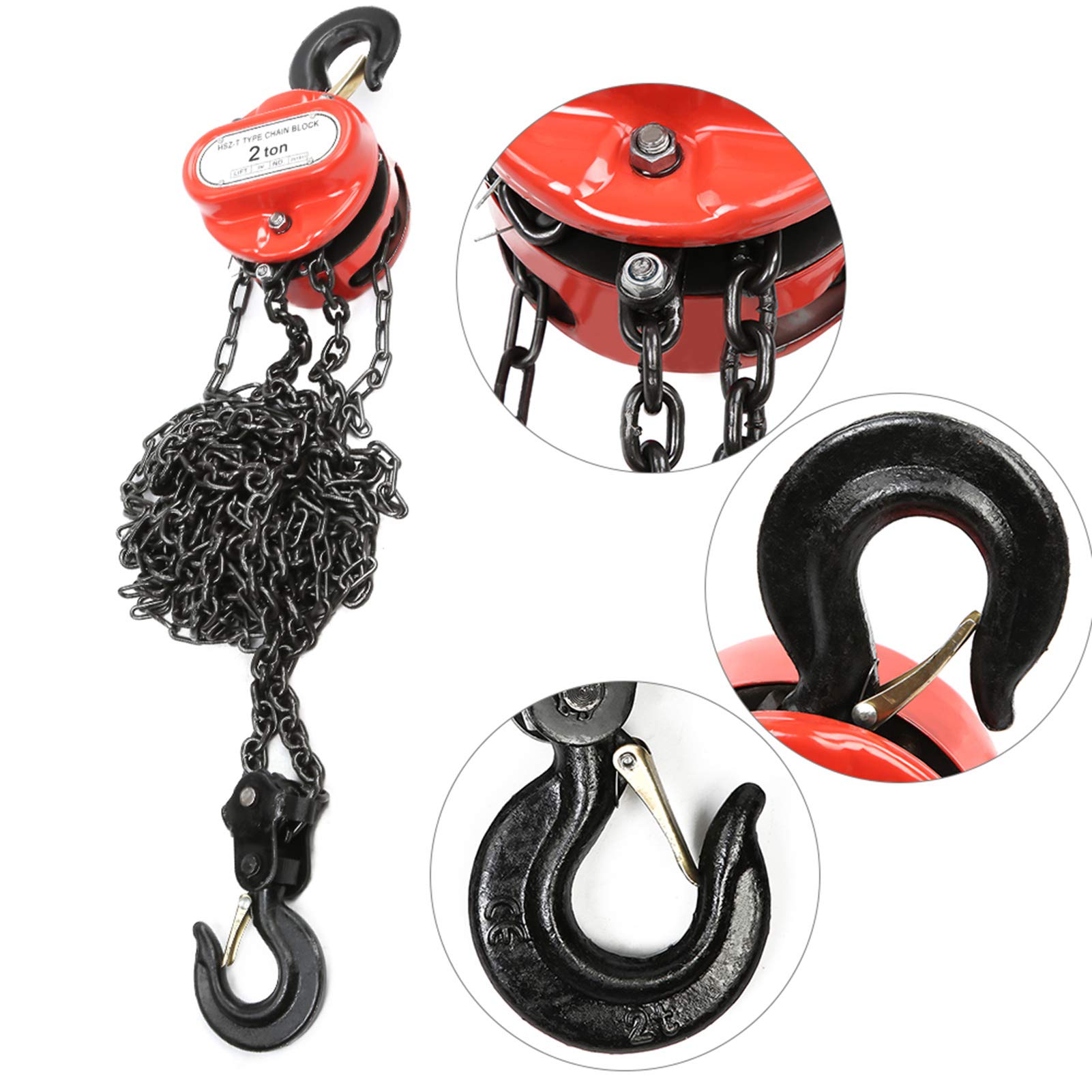 Marhynchus Blocco a Catena Blocco Paranco Manuale a Catena in Acciaio Capacità 2 Tonnellate Altezza di Sollevamento con Gancio per Sollevamento di Banchine di Fabbrica di Garage e Movimentazione di