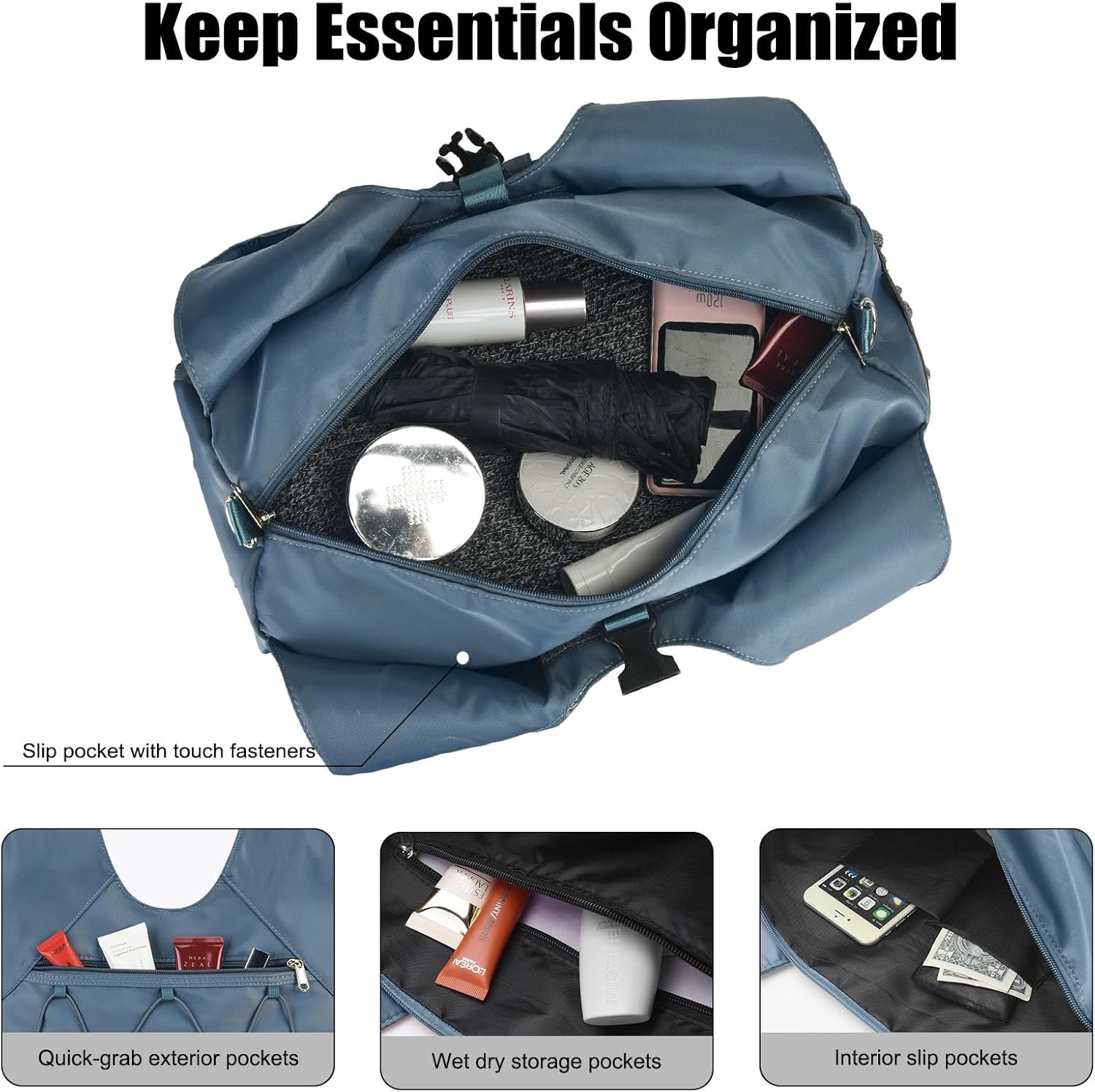 Forestfish Gym Bag For Women With Yoga Mat Holder & Shoe Compartment & Wet Dry Storage Pocket & Adjustable Strap - Image 7