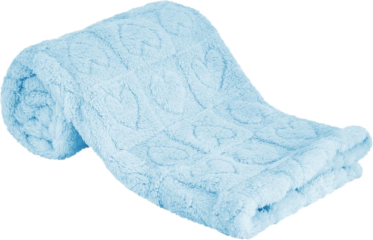 Heart Baby Blanket, Love Plush Fleece Baby Blankets for Boys Girls | Soft Sherpa Baby Boy Blankets for Infant Toddler Newborn Gifts, Fluffy Baby Essentials, For Crib Stroller, 30"x40", Blue