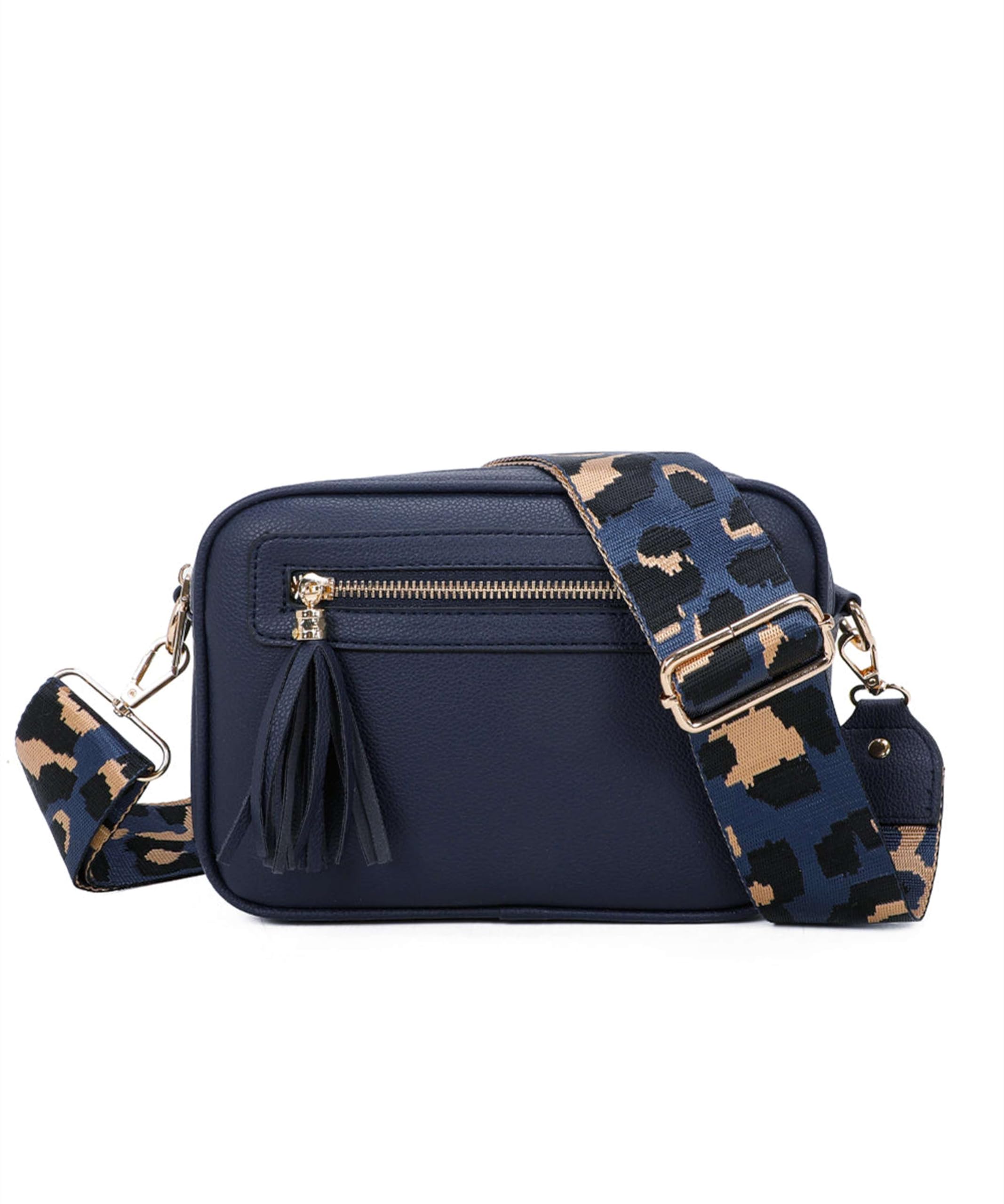 Sponsored Ad – Women's Tassel Front and Back Zip Messenger Camera Wide Guitar Strap Shoulder Handbag Crossbody Bag