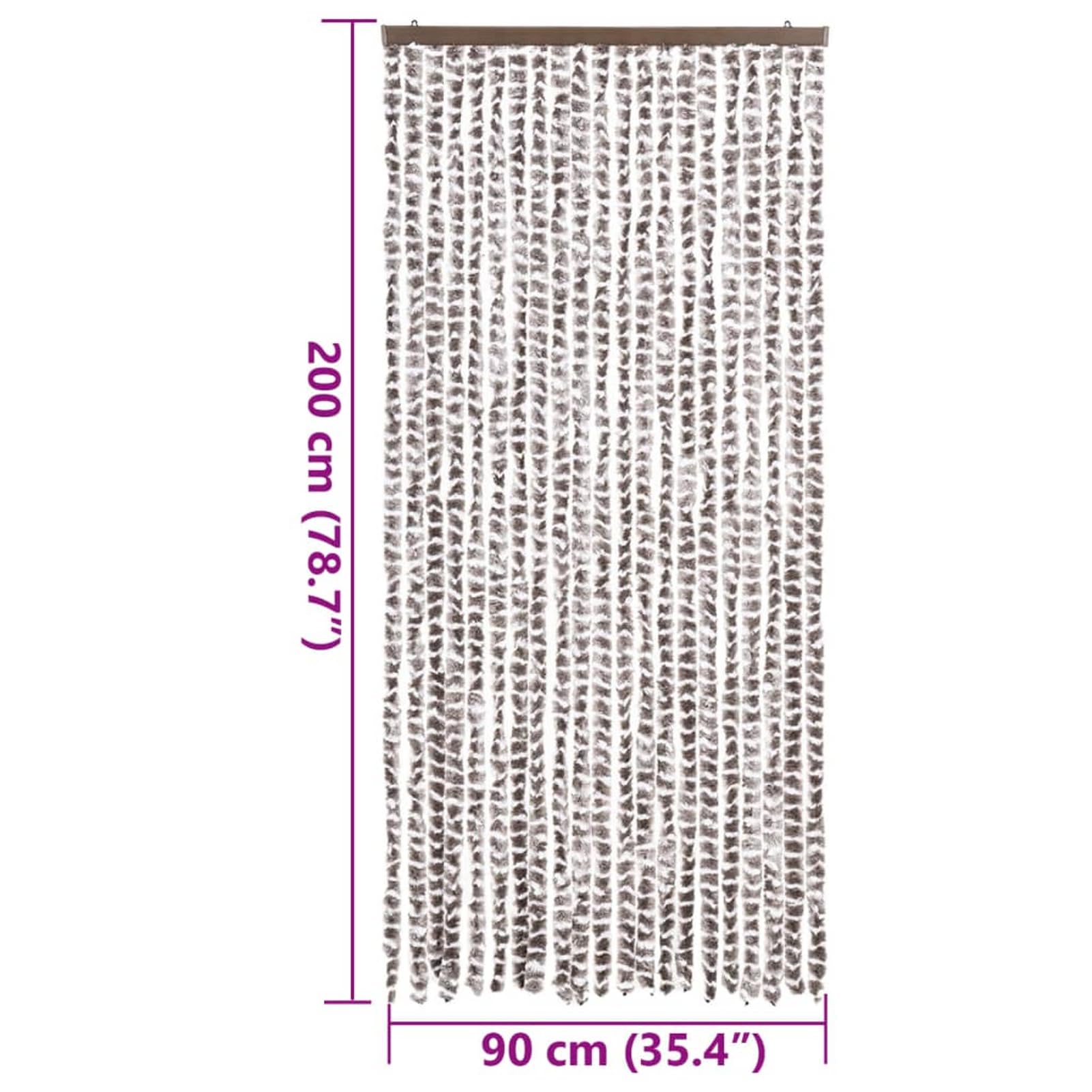 JUDYY Tenda Antimosche Tortora e Bianca 90x200 cm in Ciniglia,Tenda Antimosche per Finestre e Porte Leggera Resistente all'Acqua Silenziosa Zanzariera Antiisetti-377404