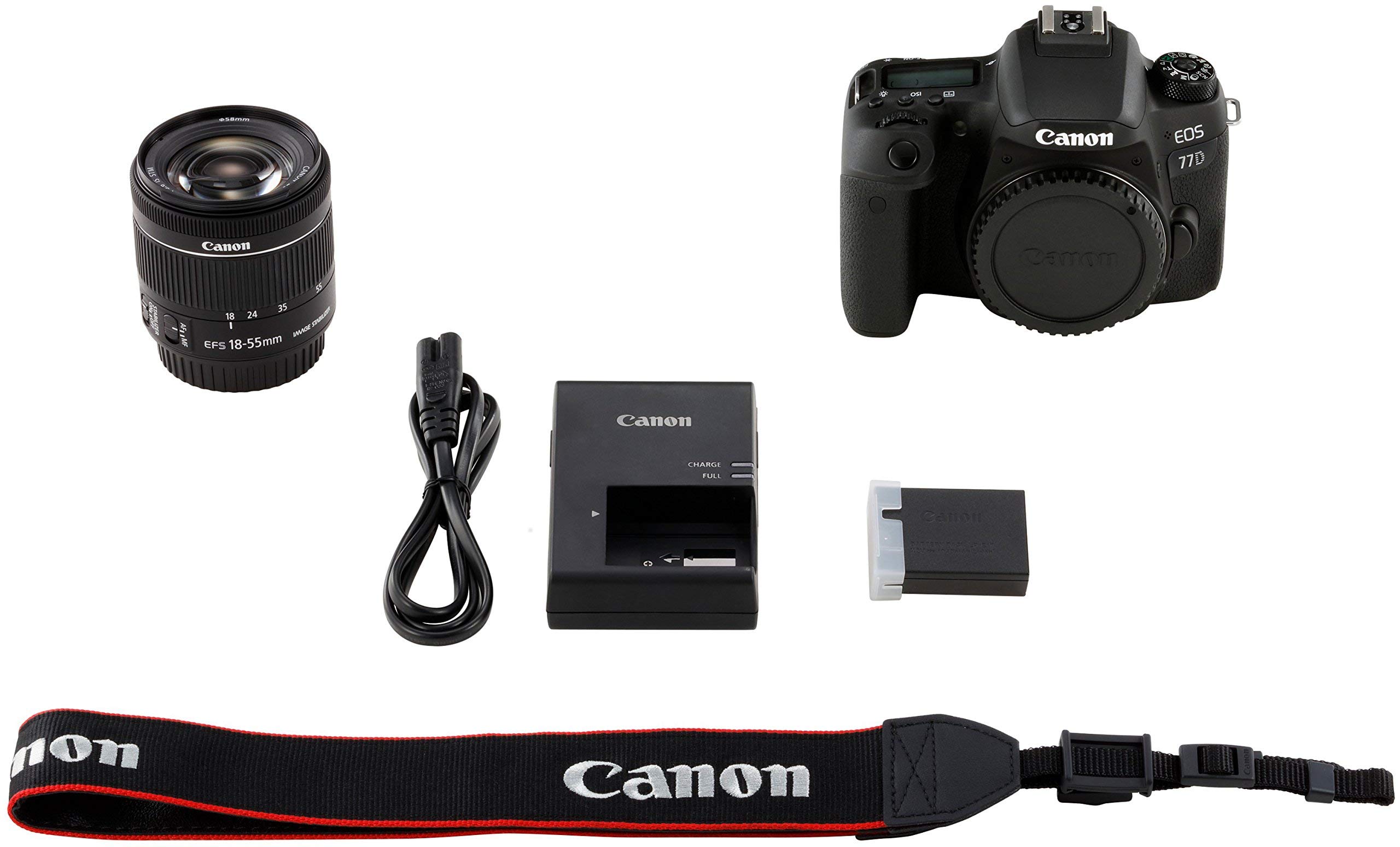 Canon EOS 77D Reflex Numérique + EF-S 18-55mm F/4-5,6 IS STM - Noir (Reconditionné)