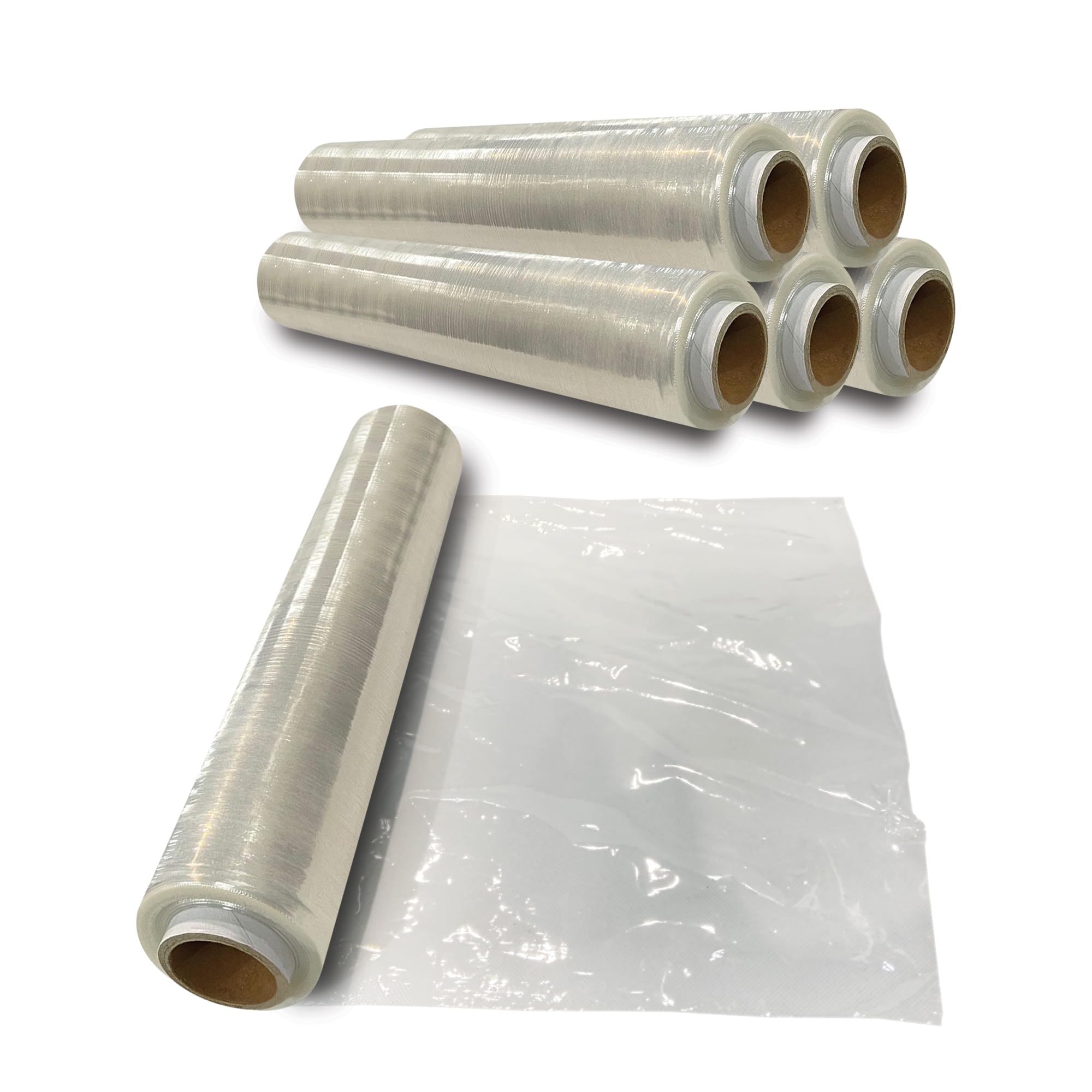 JeeJaan® Lot de 6 rouleaux de film étirable transparent pour palettes de 400 mm, 750 g, noyau standard de 20 µm, résistance industrielle, film étirable, film étirable, emballage plastique | Emballage