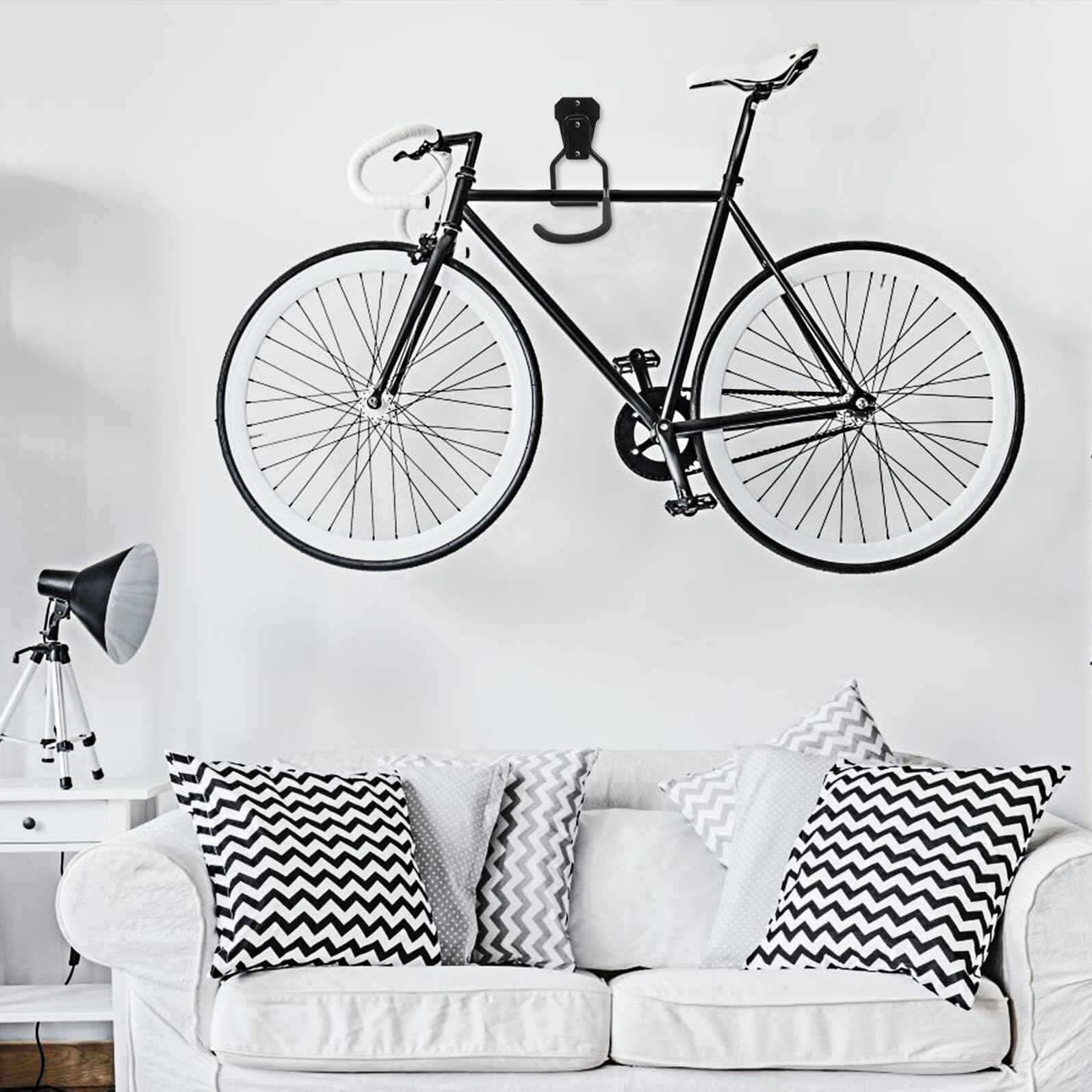 SHINEOFI 4 Pezzi Ganci da Muro per Garage Portabici Resistente in Ferro per Organizzazione Supporto Multifunzionale per Appendere Biciclette e Utensili Design Moderno e Facile da Installare