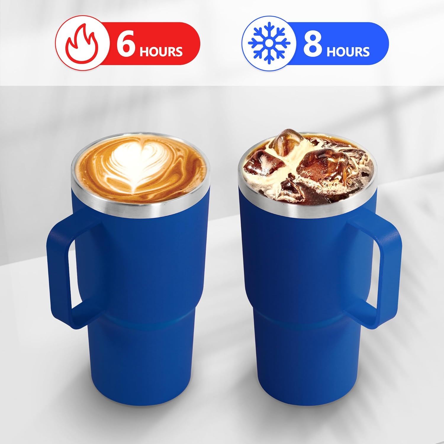 20 oz Tumbler with Handle, insulated cup coffee mug with lid, straw and handle, Double Wall Stainless Steel Vacuum Coffee Tumbler travel mug spill proof, 1pcs Blue - Image 5