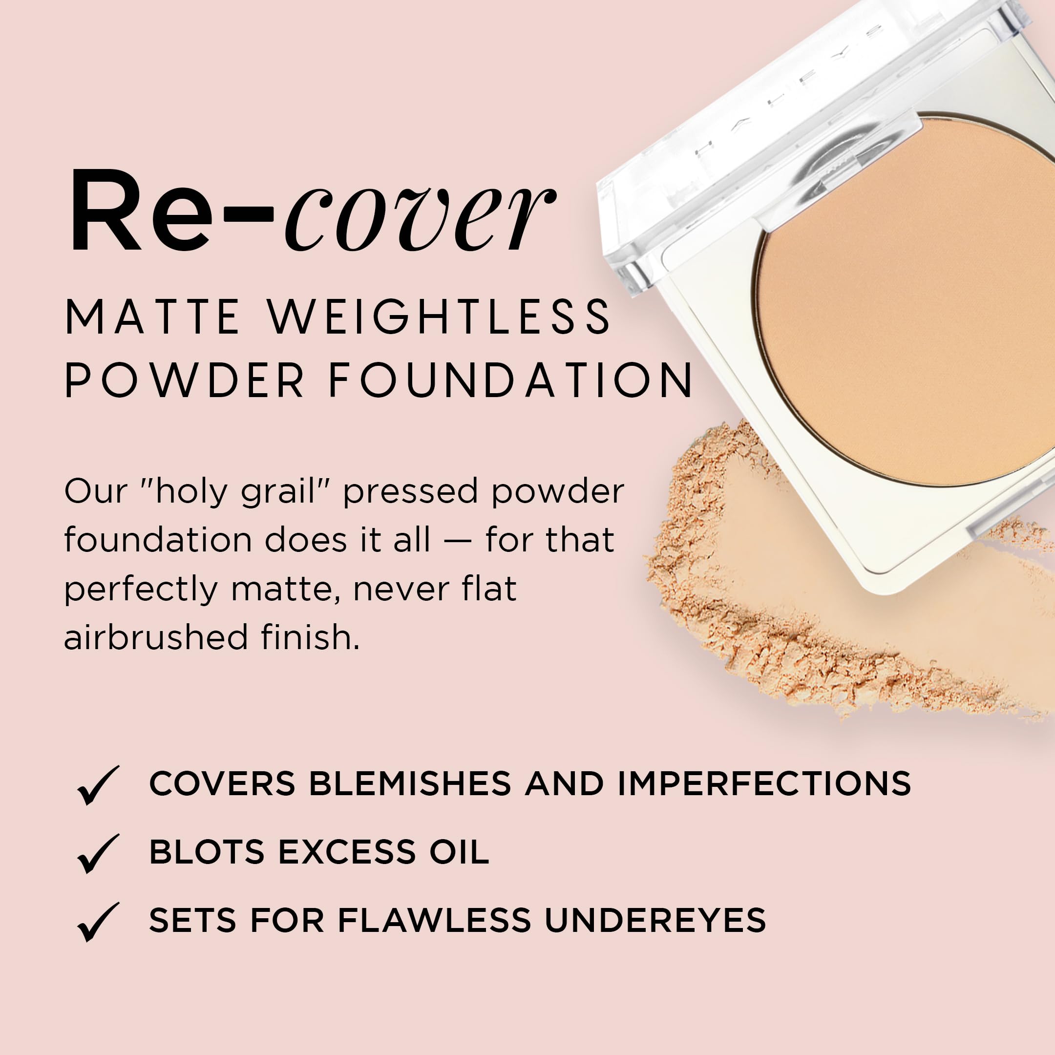 Re-cover - Maquillaje de base en polvo prensado (4.25), cobertura media a completa, control de aceite y uso cómodo durante todo el día, polvo versátil que oculta imperfecciones 2