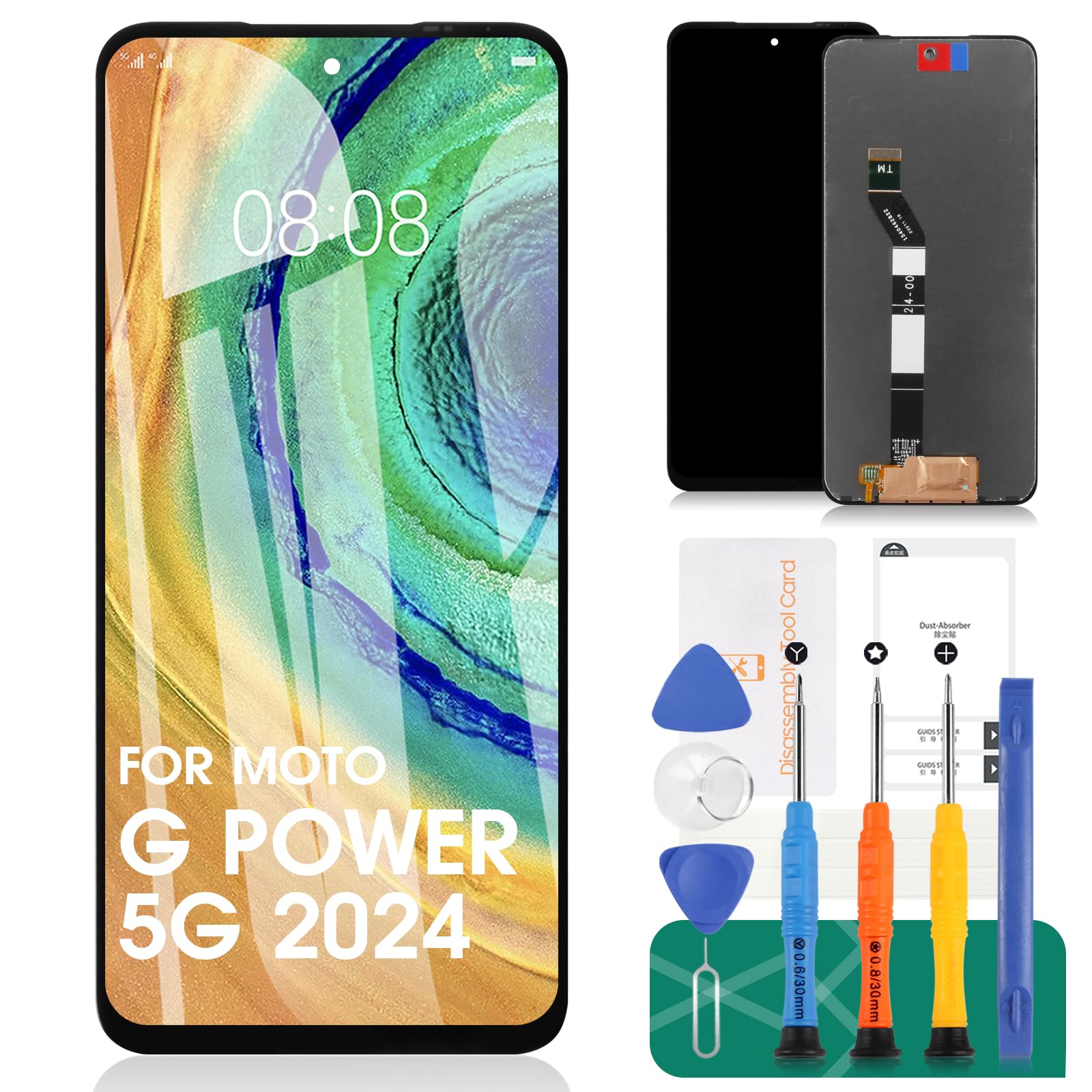 for Motorola Moto G Power 2024 5G Screen Replacement Kit for Motorola Moto G Power 5G 2024 XT2415 XT2415-1 XT2415-5 XT2415V LCD Screen Display Touch Screen Digitizer Assembly Replacement 6.7" Black