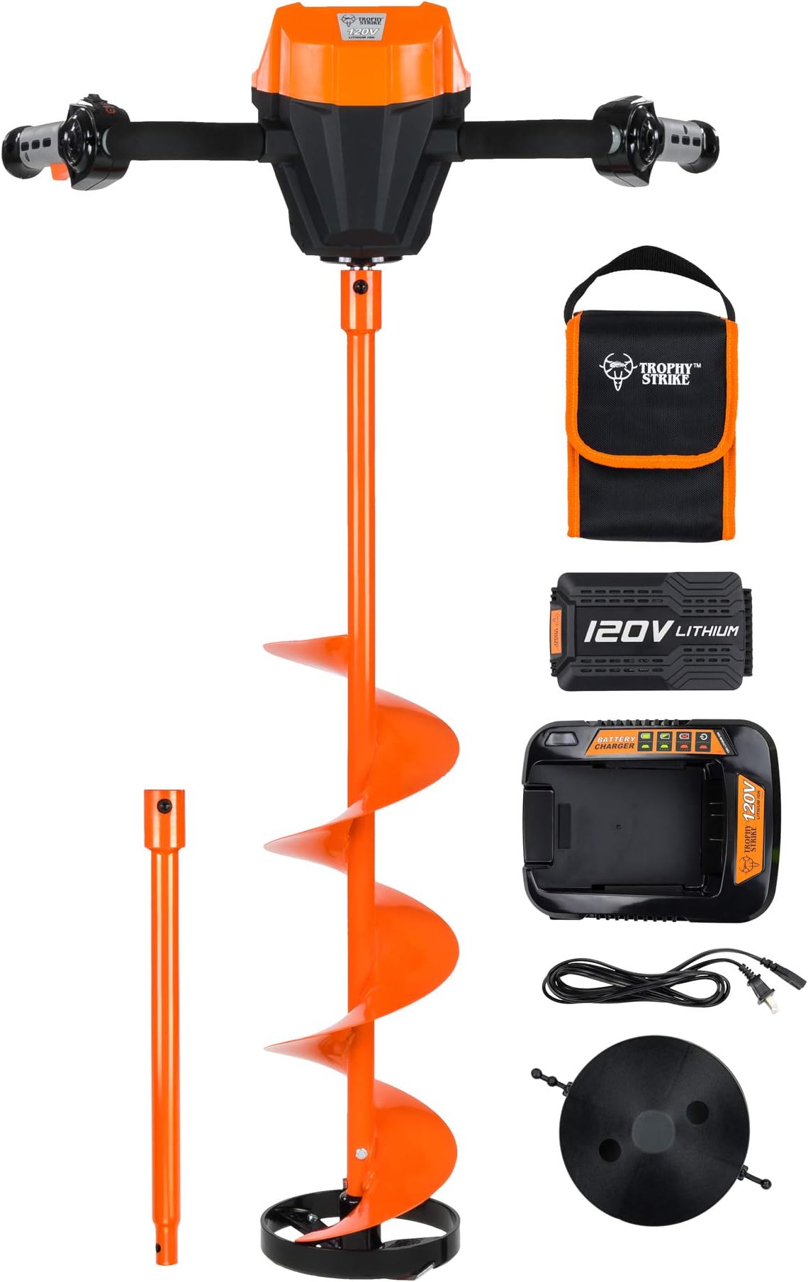 107387 120V Li-Ion Cordless Ice Auger Drill Kit - 8" Cutting Diameter 31.5" Depth