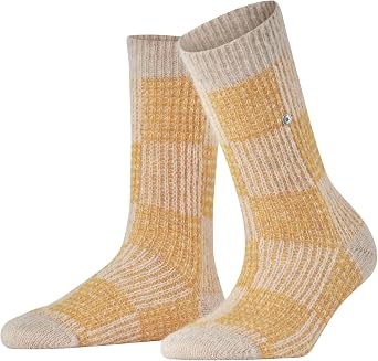 Burlington Women's Charming Checks Socks Breathable Climate-Regulating Soft Alpaca Wool Mid-Calf Length Patterned 1 Pair