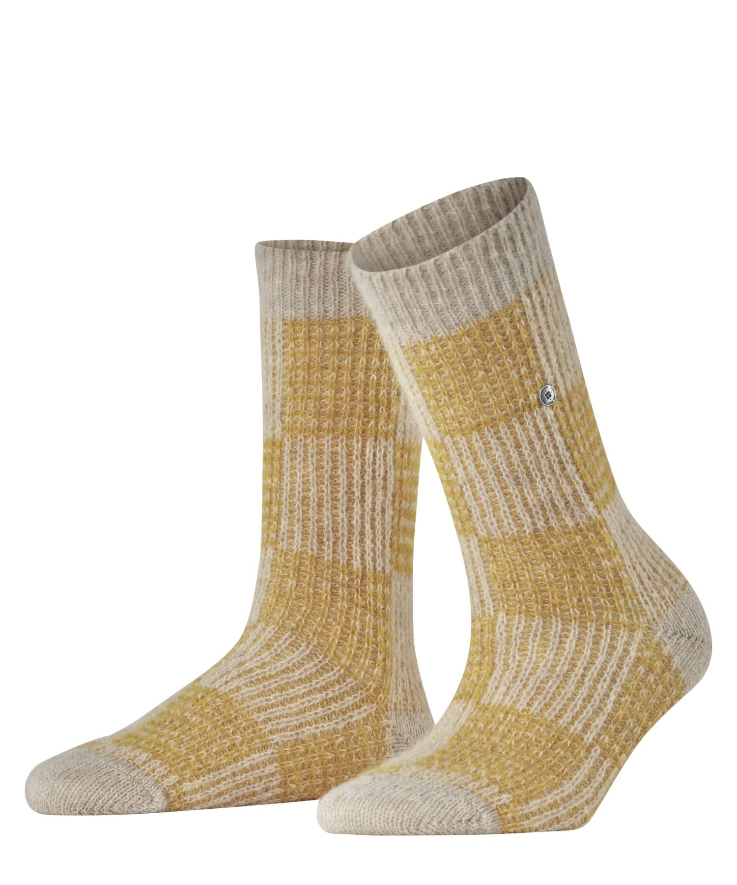 Burlington Women's Charming Checks W So Alpaca Wool Patterned 1 Pair Socks, Beige Ginger 4006, 3.5-7