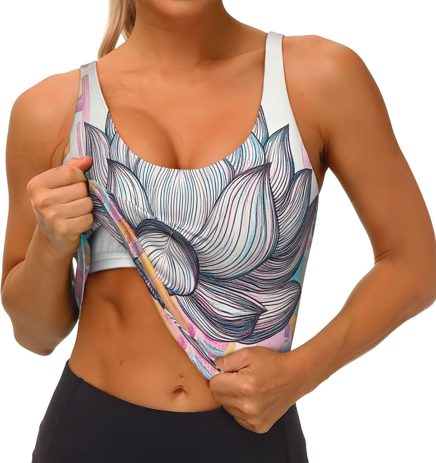 Lotus Mandala Women's Sports Bras - High Support Workout Tops for Women, Yoga Sports Bra, Bralettes with Support