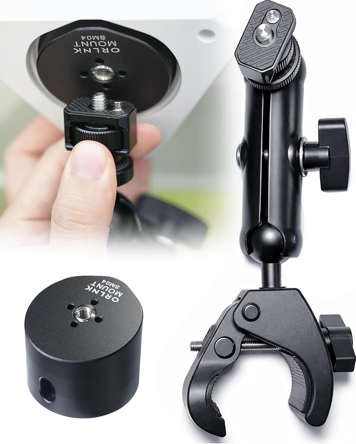 Upgraded, ORLNK Starlink Mini Mount (Anti-Twist Pin Lock) Ladder Roof Rail Pole Mounting Kit for RV Camper Boat Guardrails, with Adjustable Clamp, New Adapter | SLM-C1