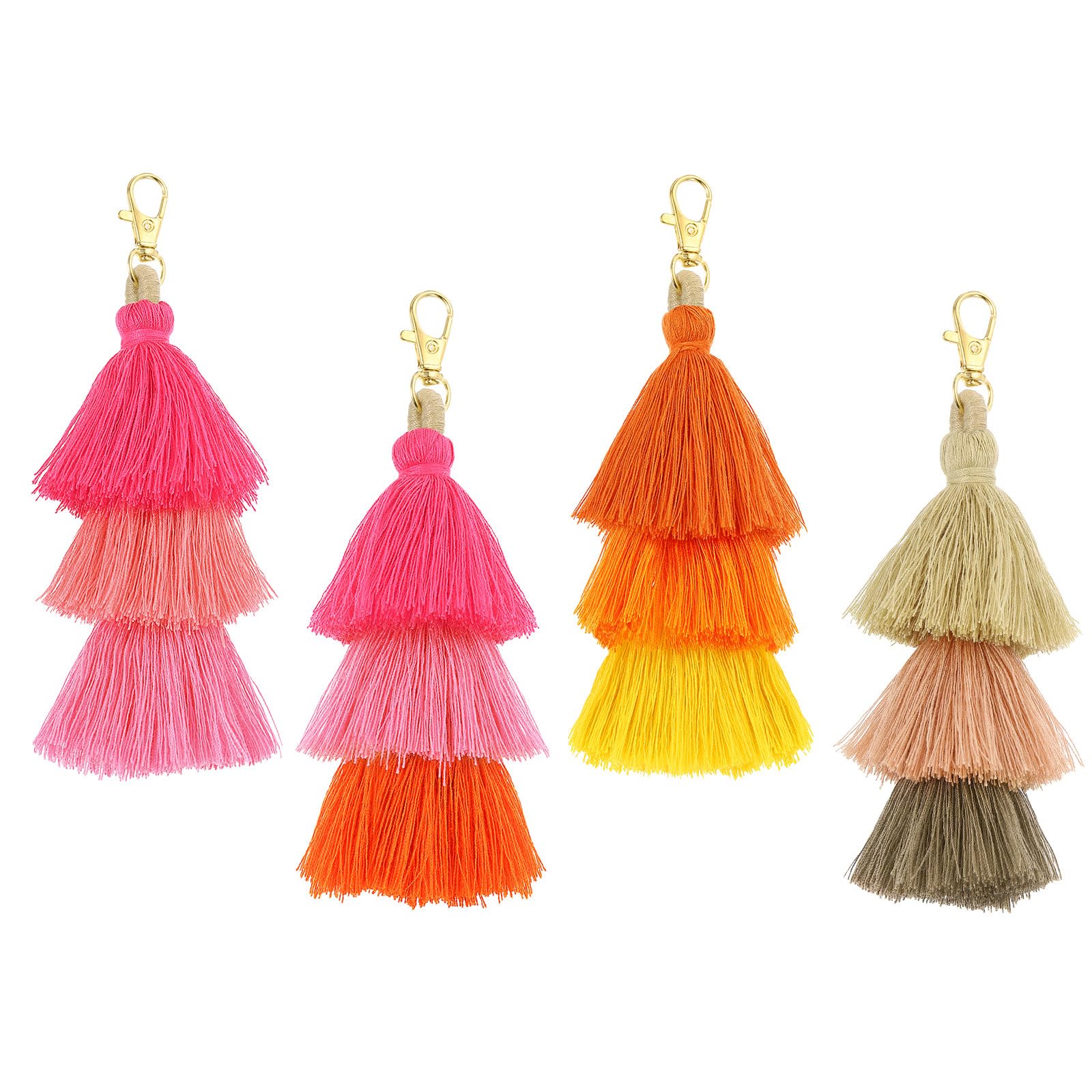 Llaveros bohemios para decorar bolsos y mochilas con borlas hechas a mano multicolor