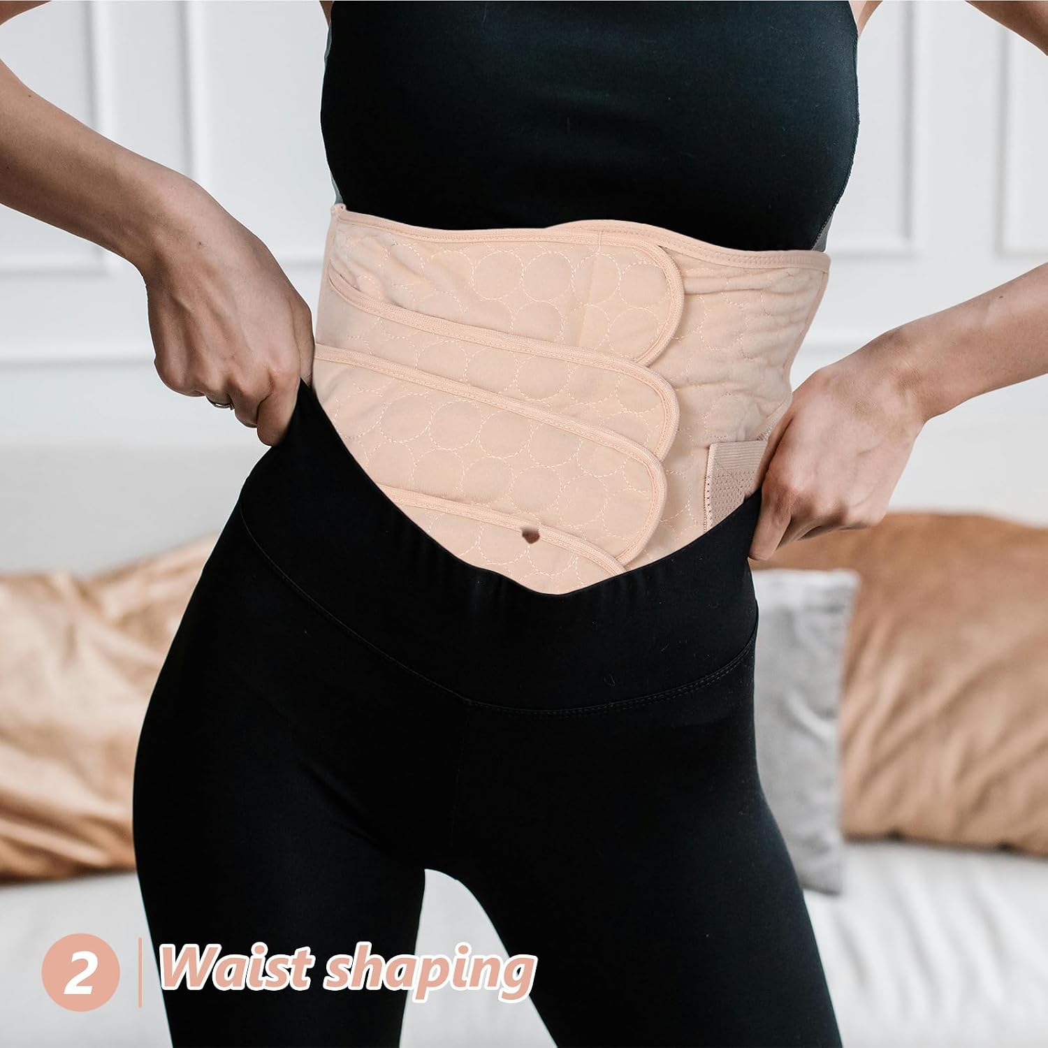 BETOOKY Postpartum Belly Support Belt for Women, Beige Polyester Maternity Band with Waist Shaping and Universal Fit, for Postpartum and Hip Surgery Support