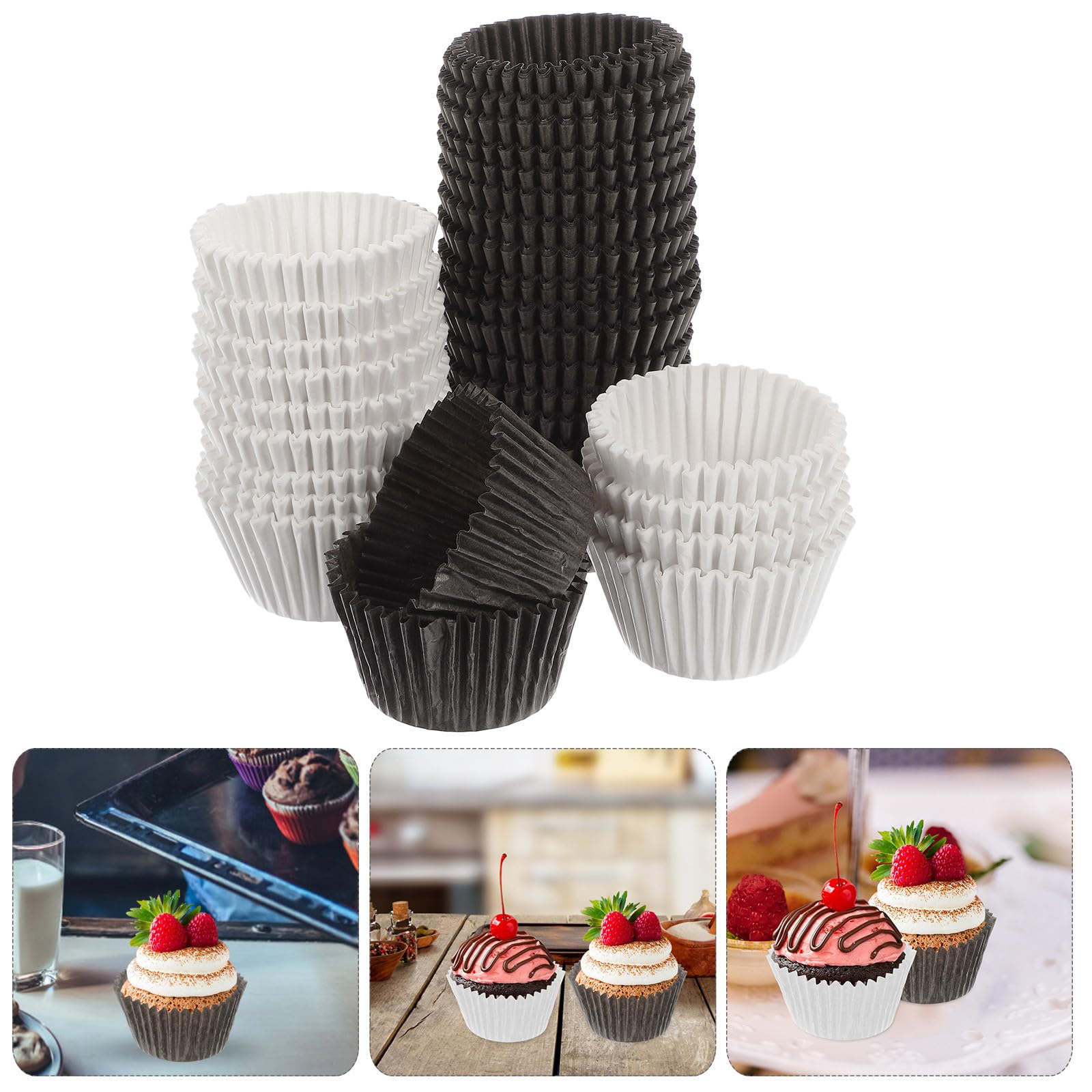 BESPORTBLE 1000 Caissettes à Gâteaux en Papier Sulfurisé Grosse Taille Moules à Cupcakes Blanc et Marron Accessoires de Pâtisserie pour Muffins pour Anniversaires et Fêtes