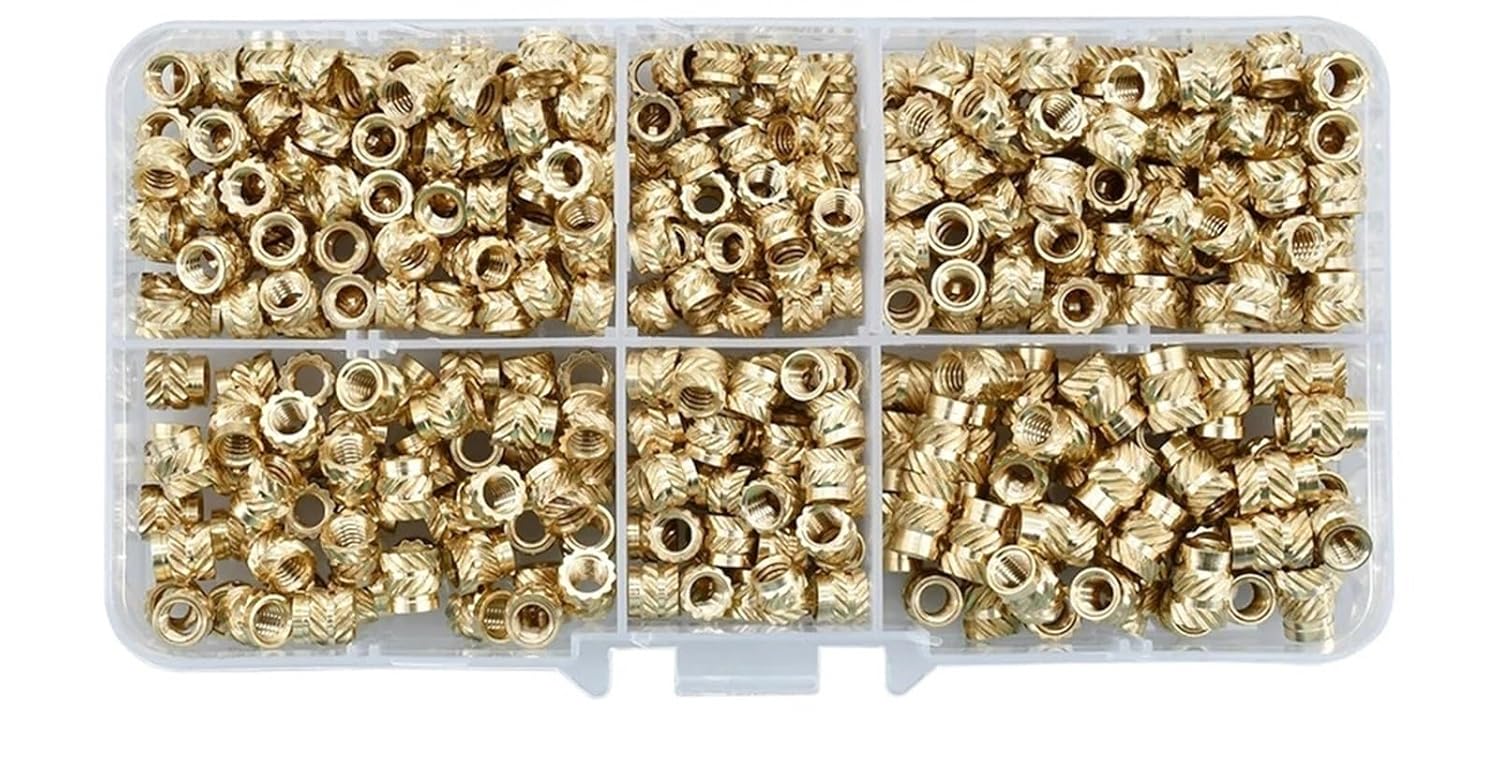 M2 M2.5 M3 M4 M5 M6 Brass Heat Kit Insert Nut Hot Melt Fluted Threaded Inserts for 3d Print Embedding Copper Nut Assortment Kit(M4(400PCS))