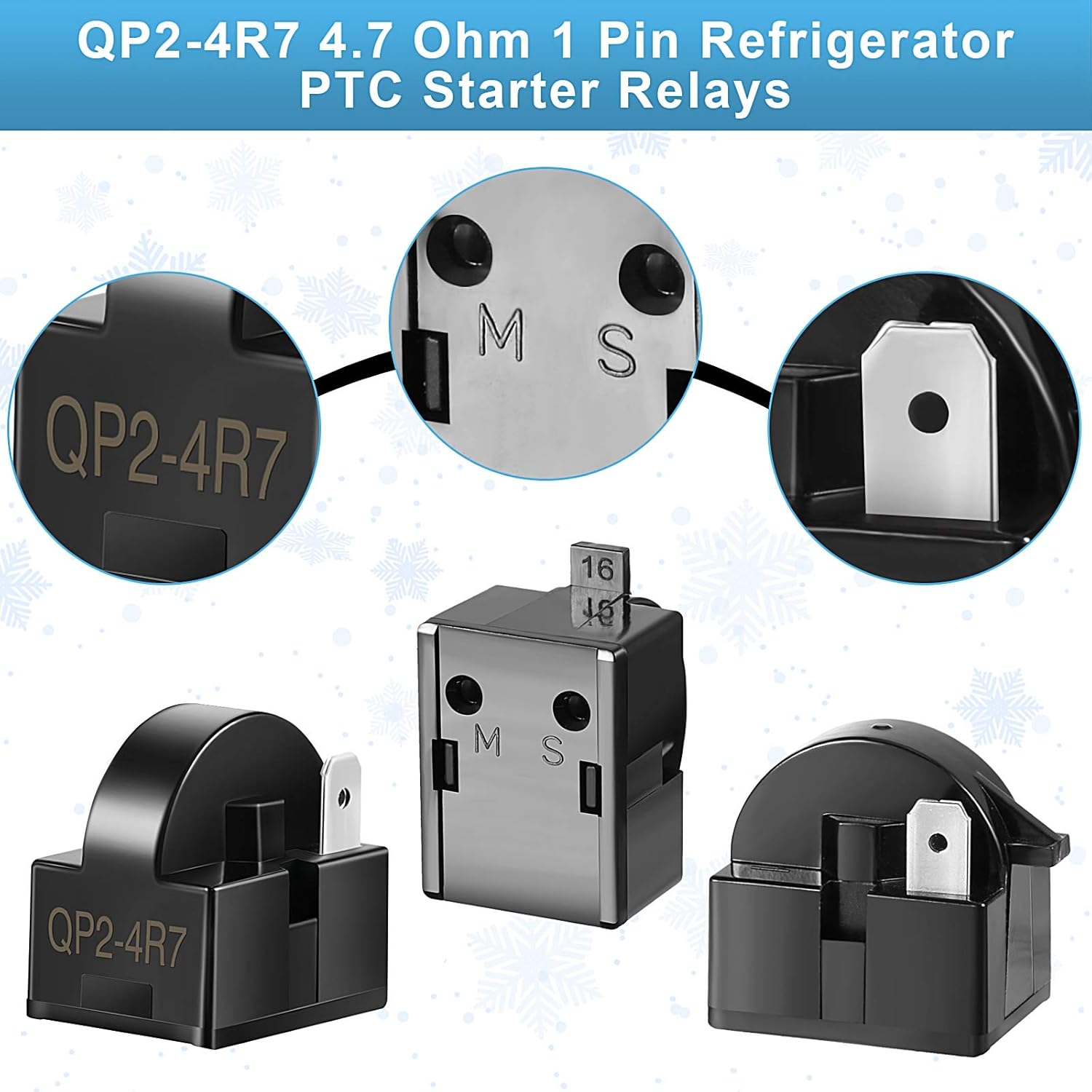 10 Pieces Refrigerator Starters QP24R7 4.7 Ohm 1 Pin Refrigerator PTC